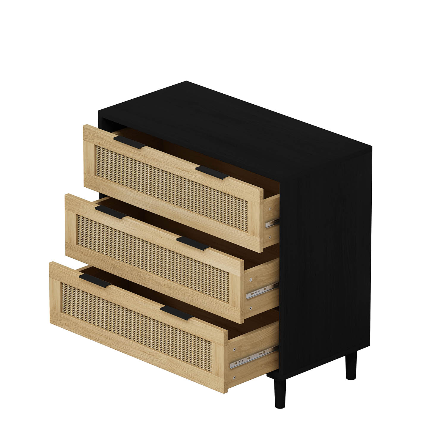 Bybafun YB9300062 Black 3 -Drawer Standard dresser
