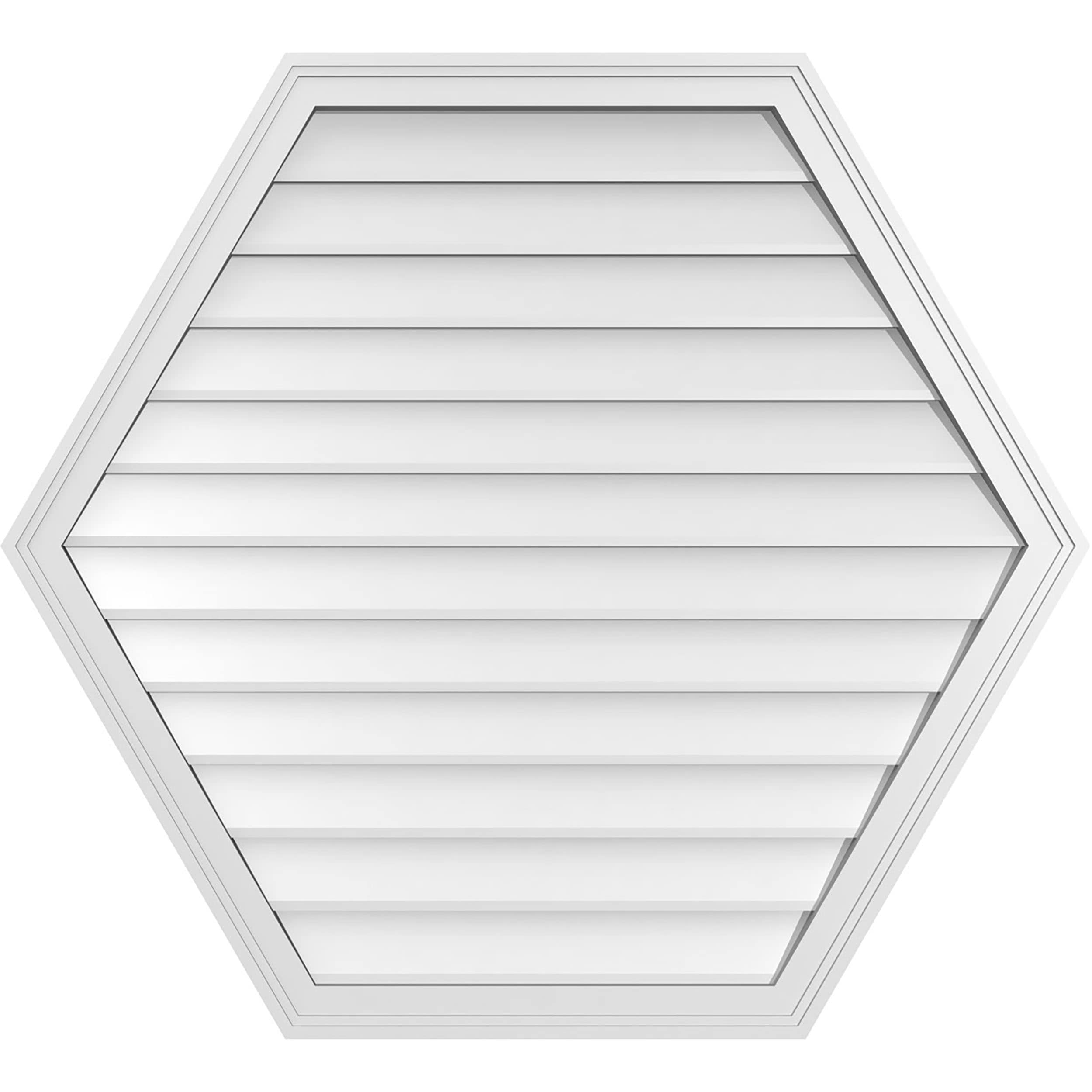 Ekena Millwork GVPHP42X3802SN 42-Inches x 38-Inches Off-white Peaked PVC Gable Louver Vent