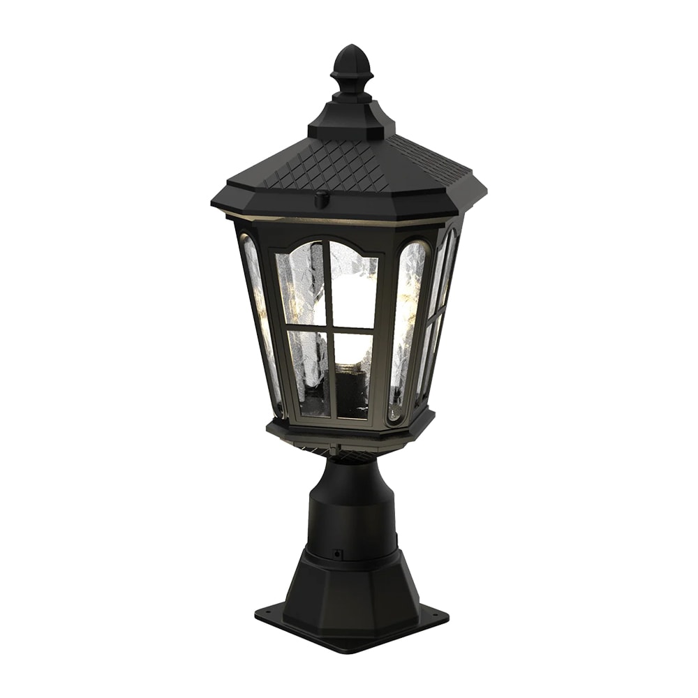 KODA LM030519-1 Bentham 21.6-Inches Black Craftsman Outdoor Pier mount with Dusk-to Dawn Sensor Photocell Sensor