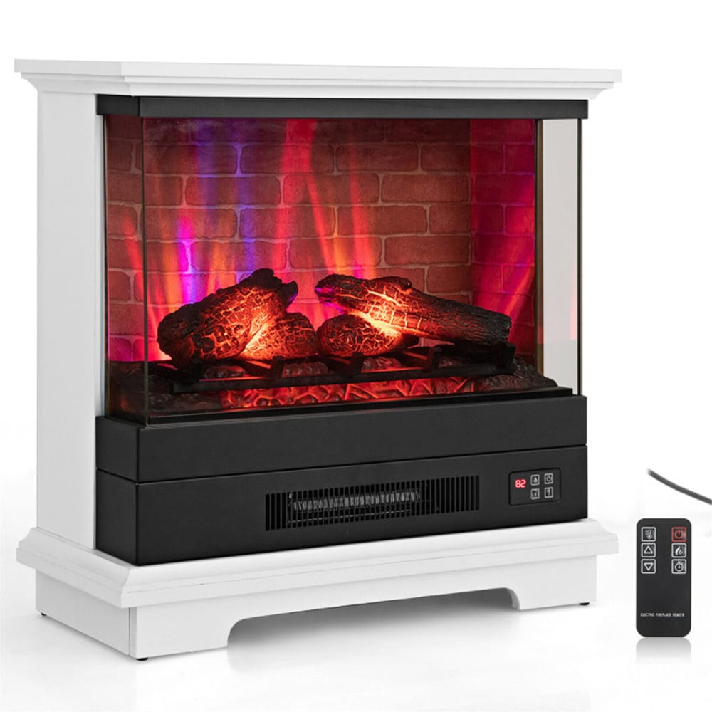 BABOOM BOM-179-WH-CO 27-Inches W White Free standing Fan-forced Flat wall Electric Fireplace with Remote Control Included