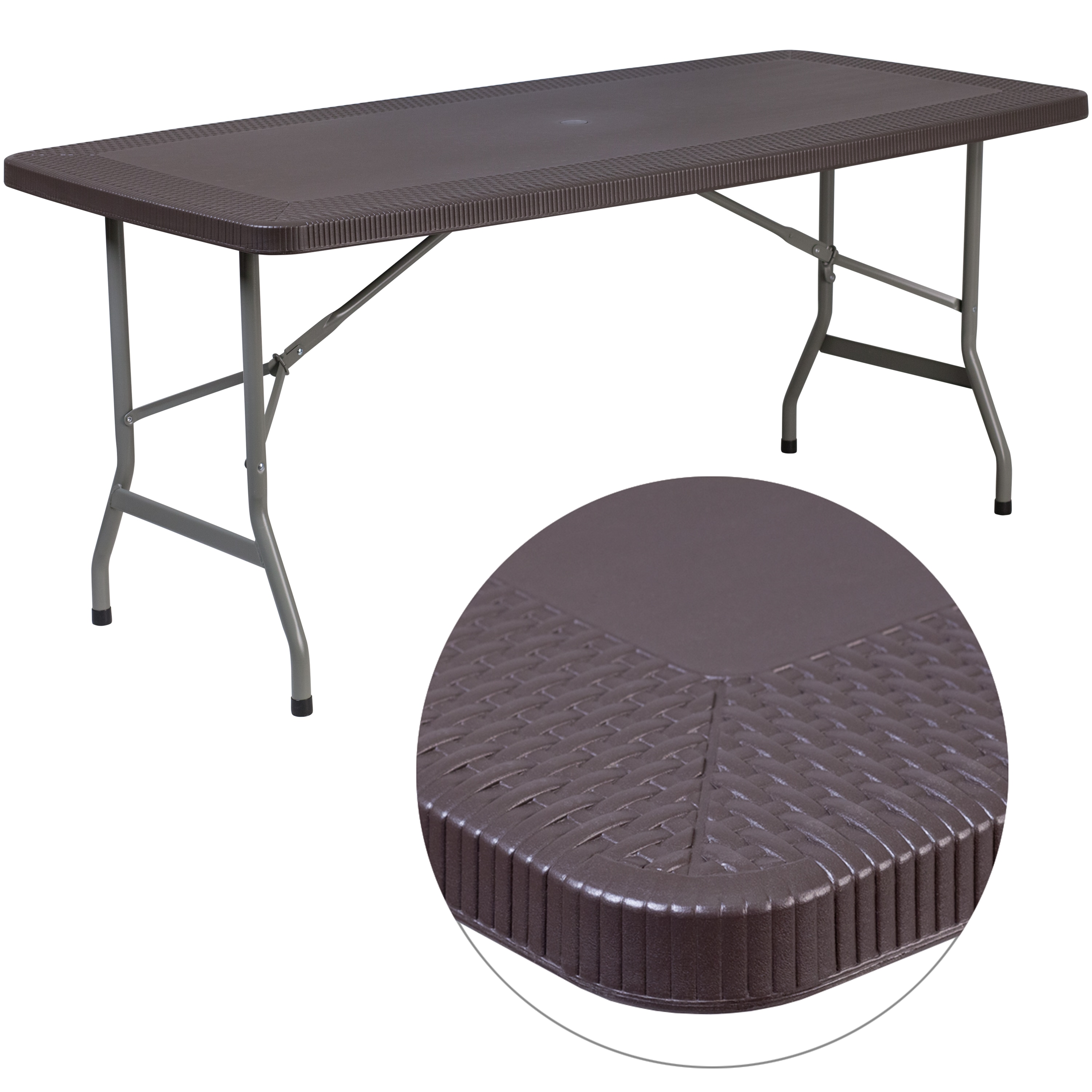 Flash Furniture 889142087540 2.71-Feet x 5.63-Feet Indoor Rectangle Plastic Brown Folding banquet table 6 -Person