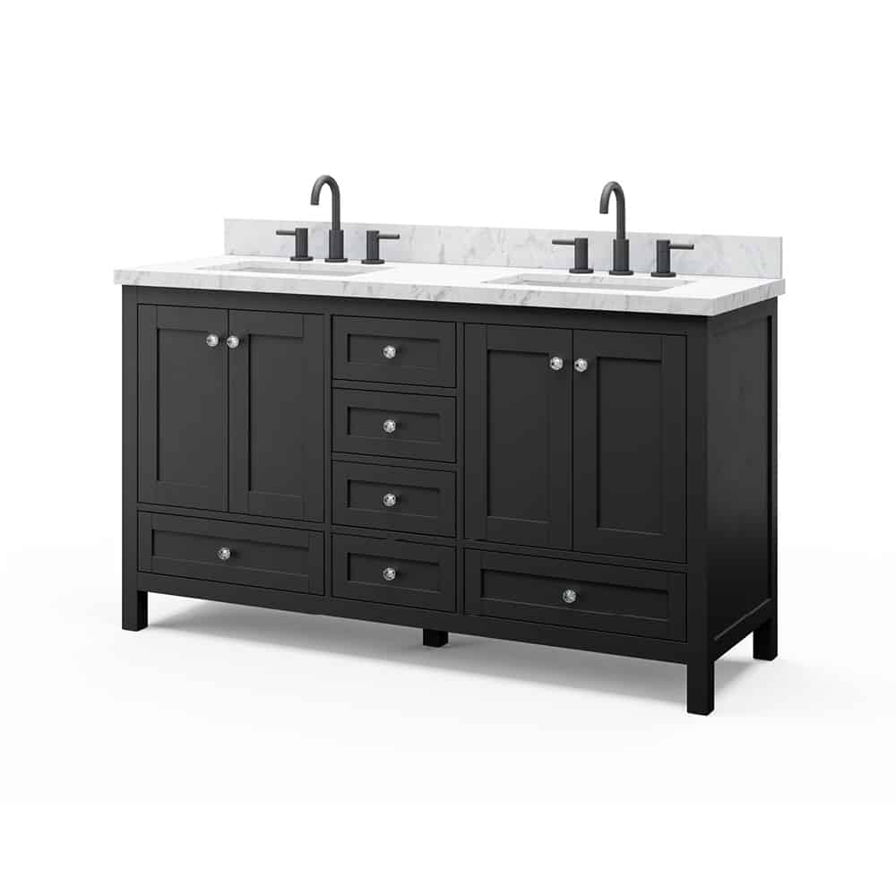 allen + roth Jamie 60-in Matte Black Undermount Double Sink Bathroom ...