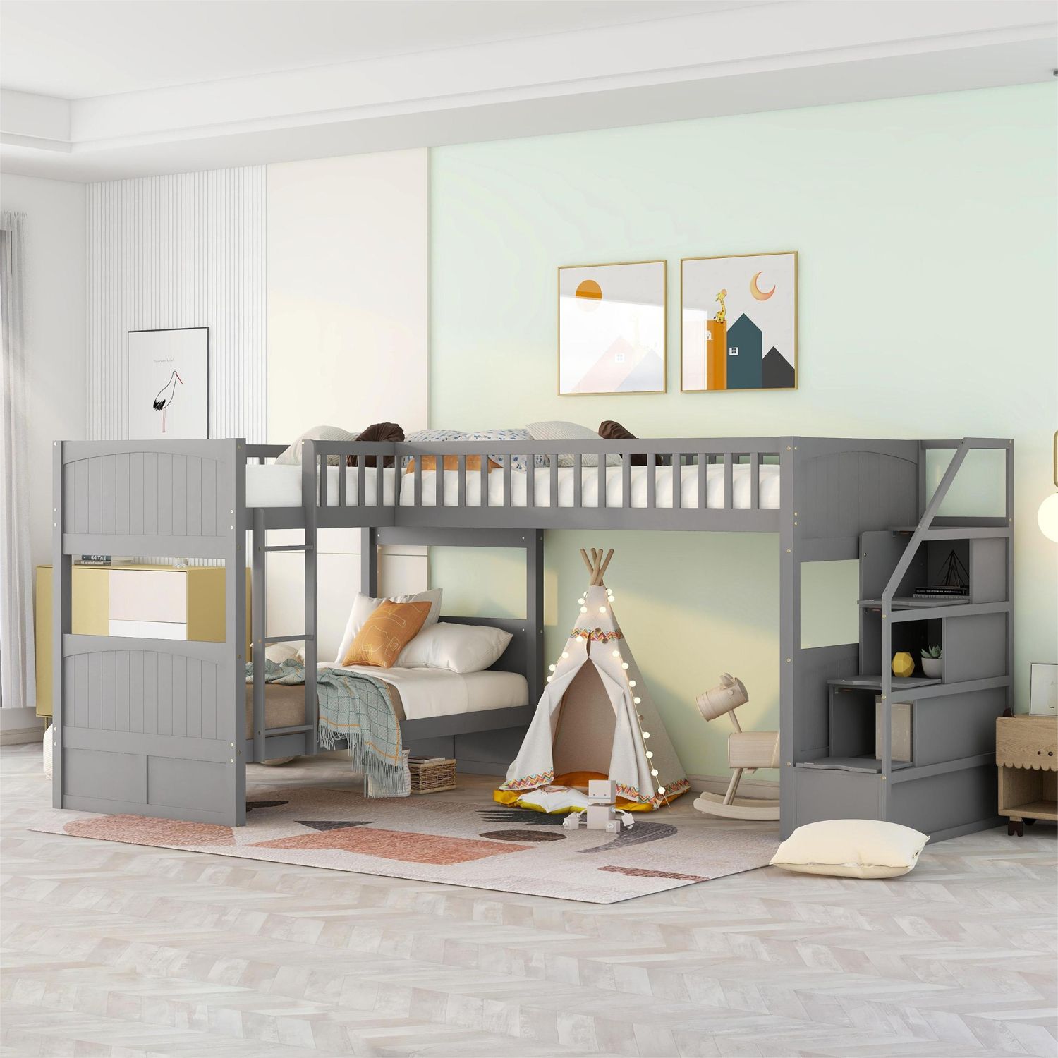 JASMODER GX001702AAE Grey Twin Composite Platform Bed