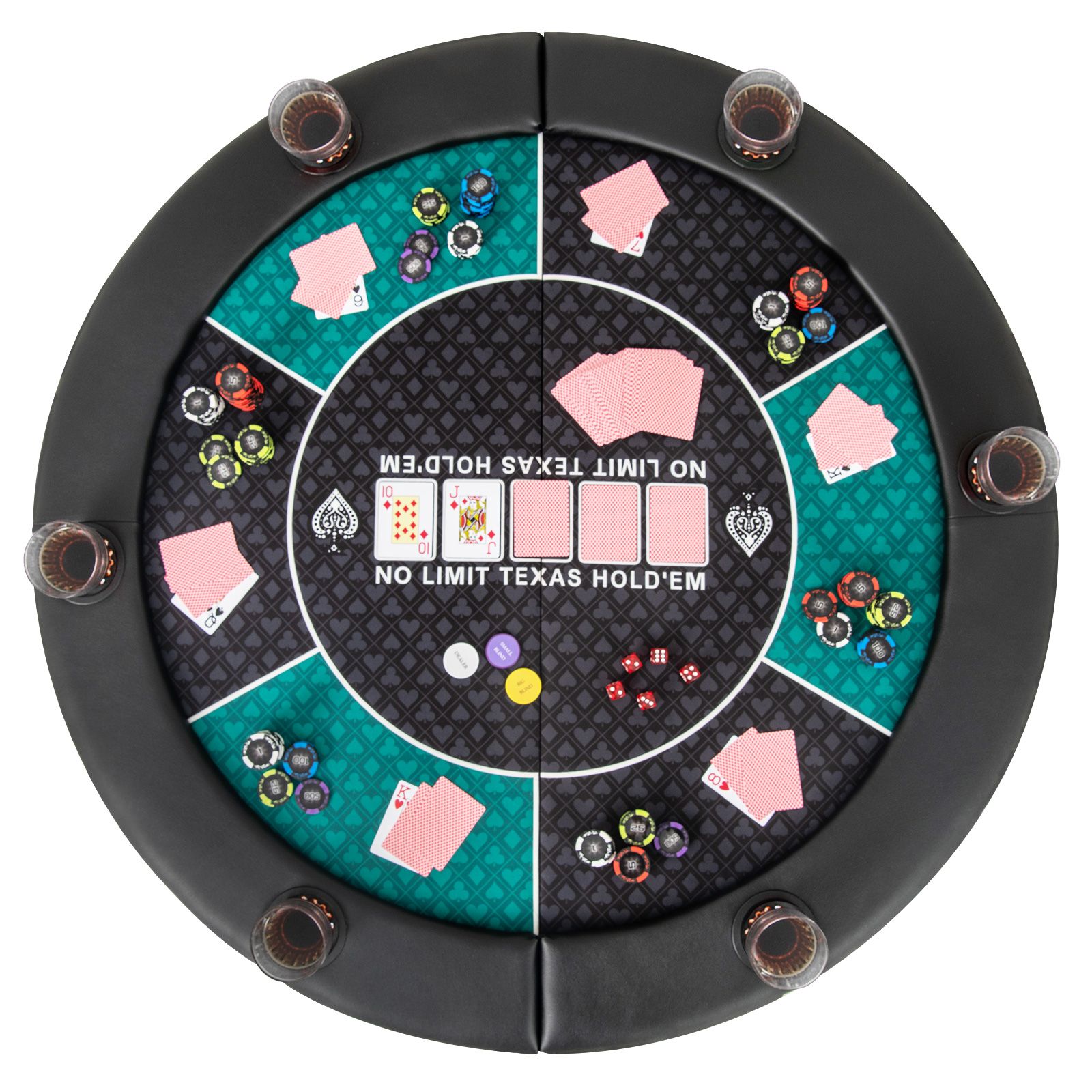 Slickblue Portable Round 6-Player Poker Table Top Mat for Home
