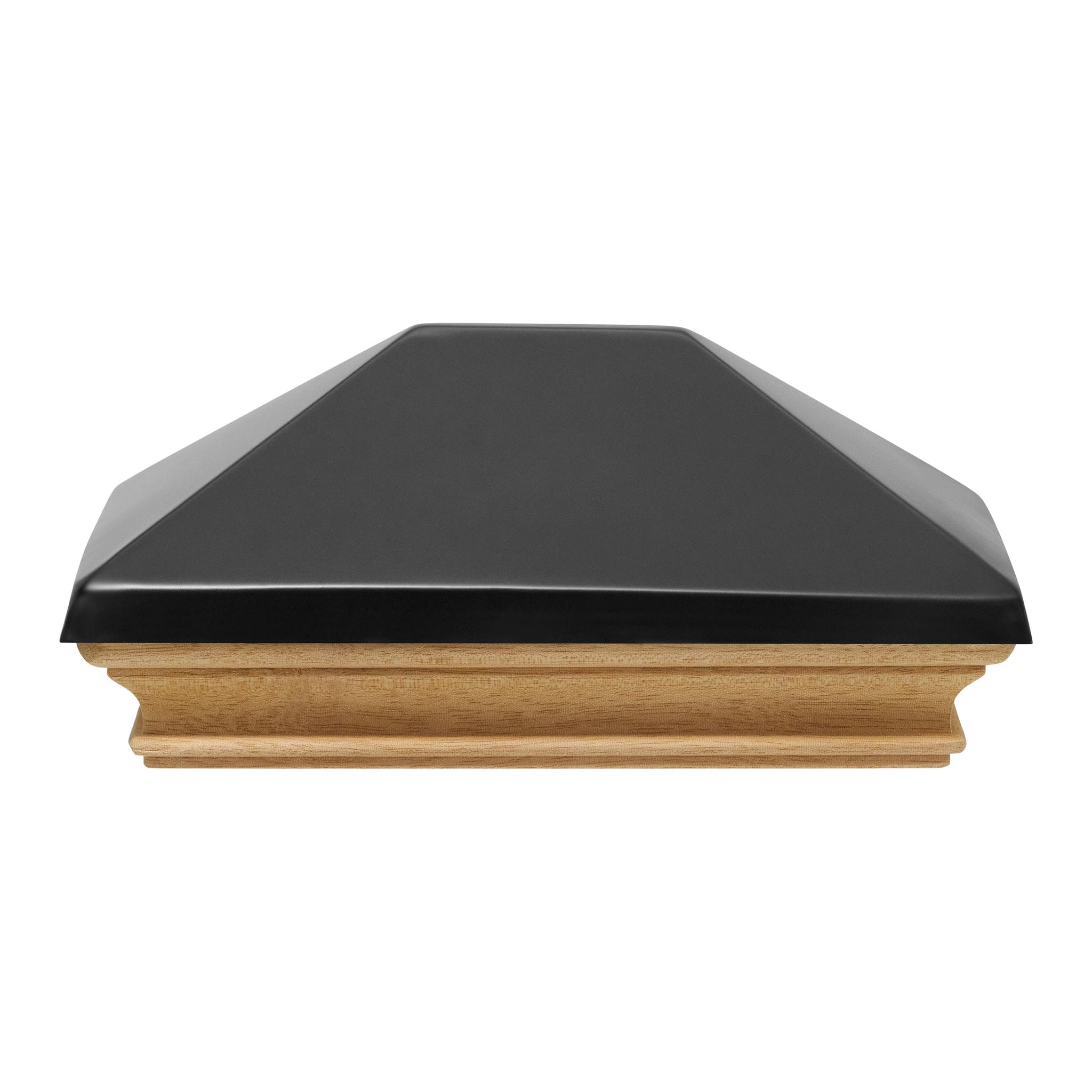 PERMAKAP 6-in x 6-in West Indies with Black Stainless Steel Pyramid Black Stainless Steel Mahogany Deck Post Cap
