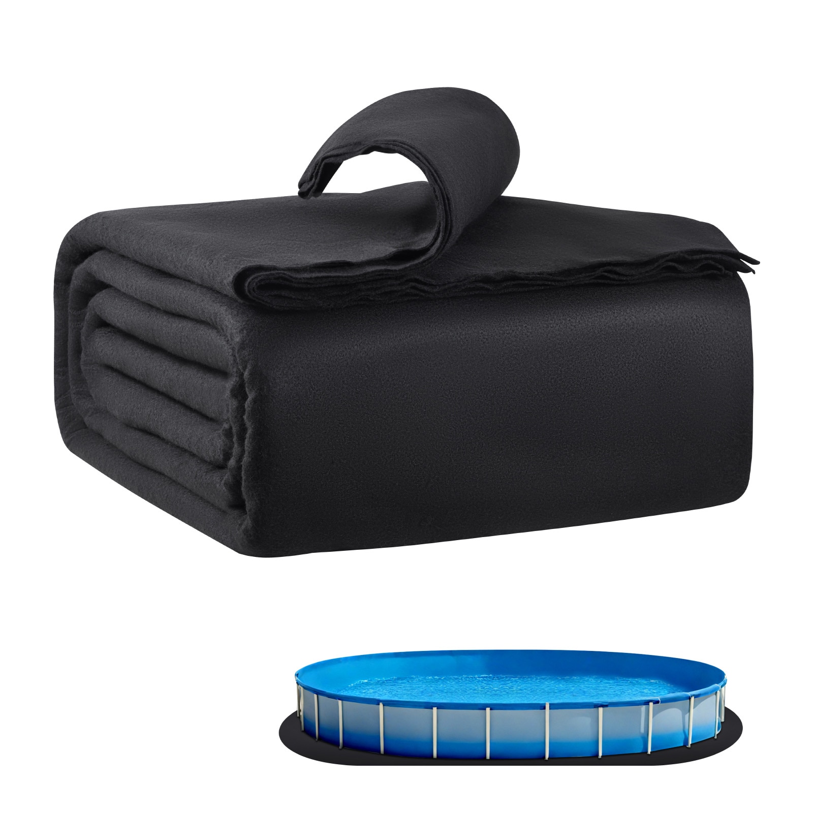 GIVIMO Above Ground Pool Liner Pad 15-ft x 30-ft Oval Heavy-Duty Geotextile Underlayment Mat Puncture Protection Extends Liner Life Black