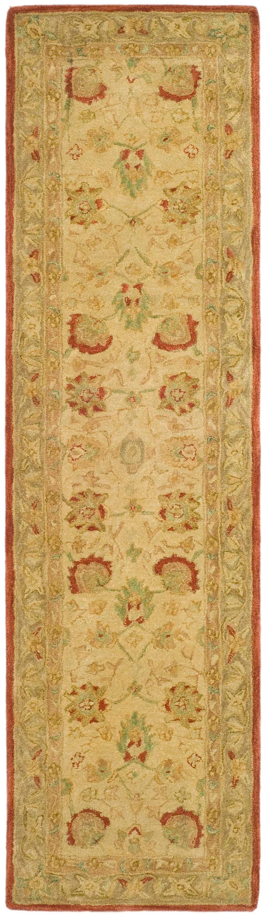 Safavieh AN512E-210 Anatolia Rumi 2 x 10 (ft) Tufted Wool Beige/Rust Rectangular Indoor Floral/Botanical Vintage Runner rug
