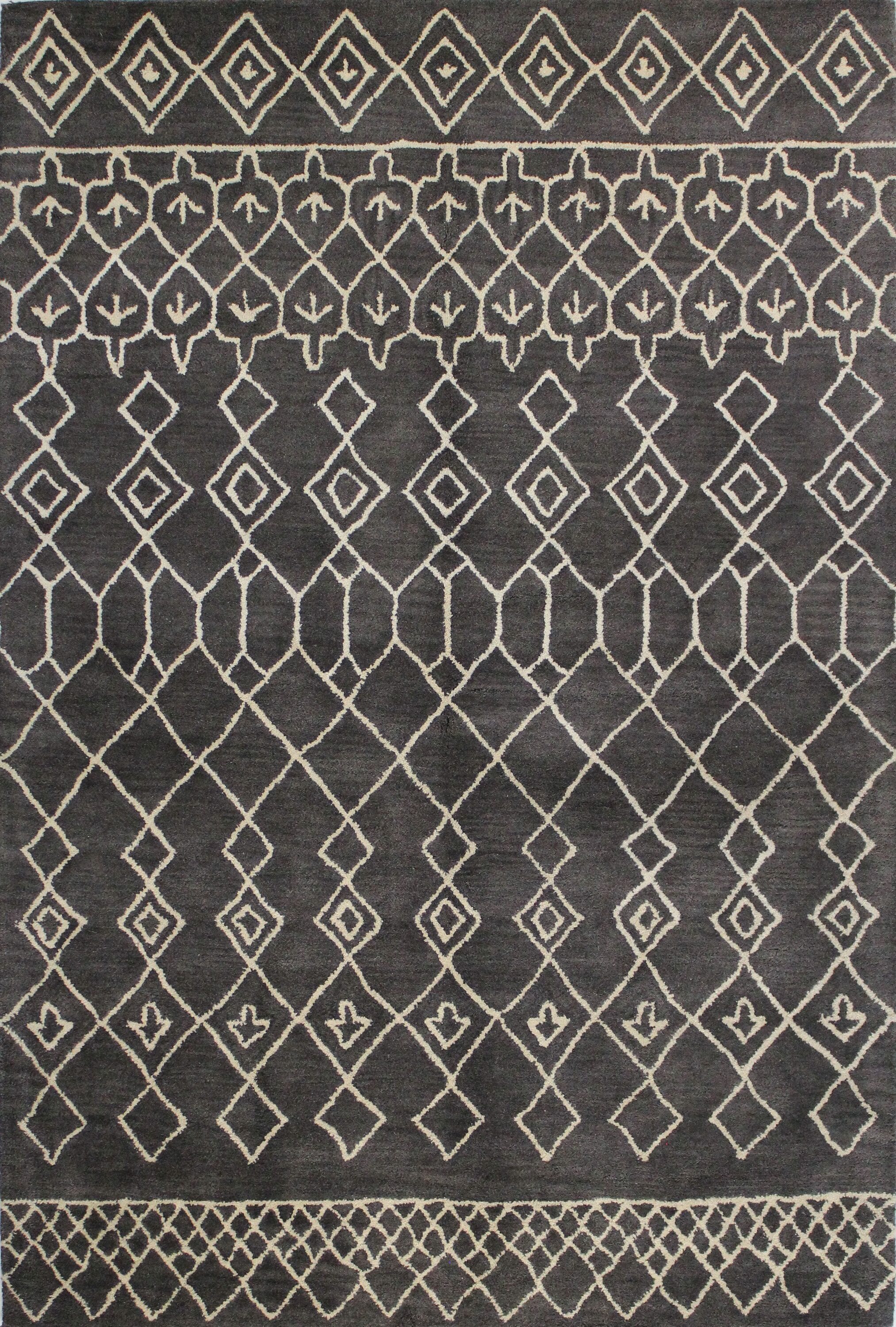 Bashian 5 X 8 (ft) Wool Charcoal Indoor Geometric Moroccan Area Rug at ...