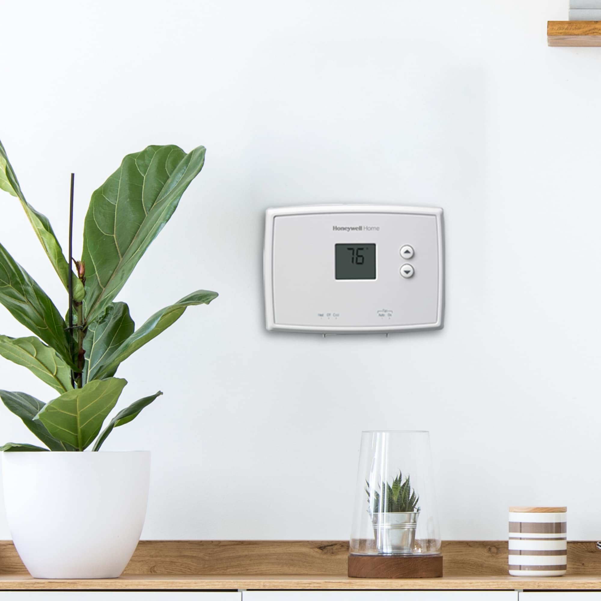 White Digital Rectangular Non-Programmable Thermostat with Mounting Hardware