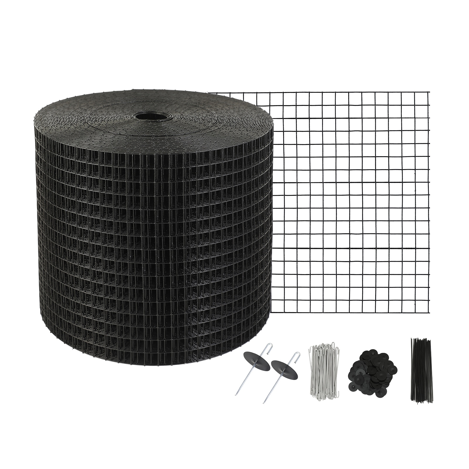GIVIMO Solar Panel Bird Guard 6-in x 100-ft Roll Kit 1/2-in PVC-Coated Galvanized Steel Wire Mesh with 100-pc Aluminum Alloy Fasteners Weatherproof Rustproof Critter Guard for Rooftop Solar Panels Chimneys Vents Garden Fences and Pipe Openings Black