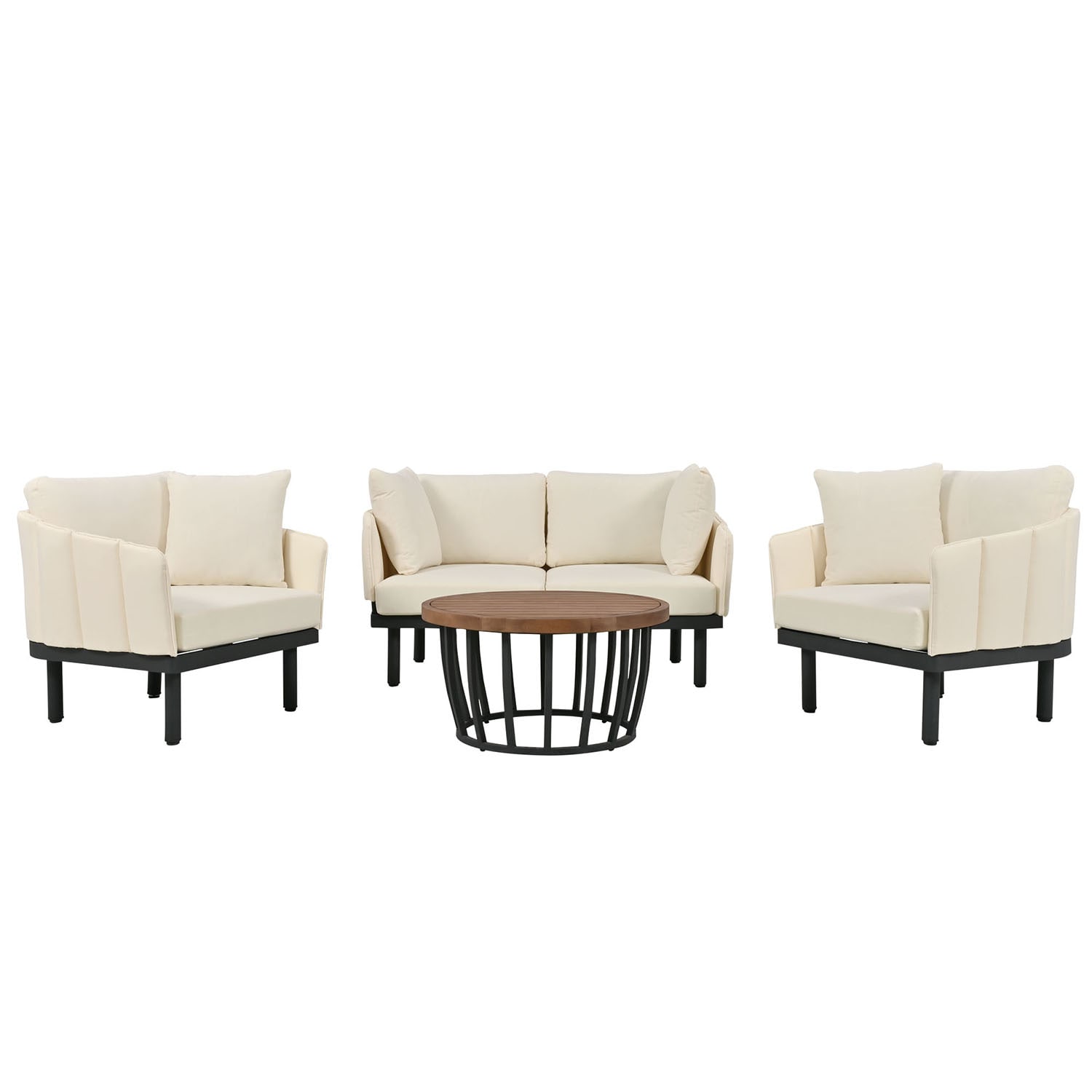 SINOFURN SYA010229BG 4 -Piece Patio Conversation Set with Off-white Cushions