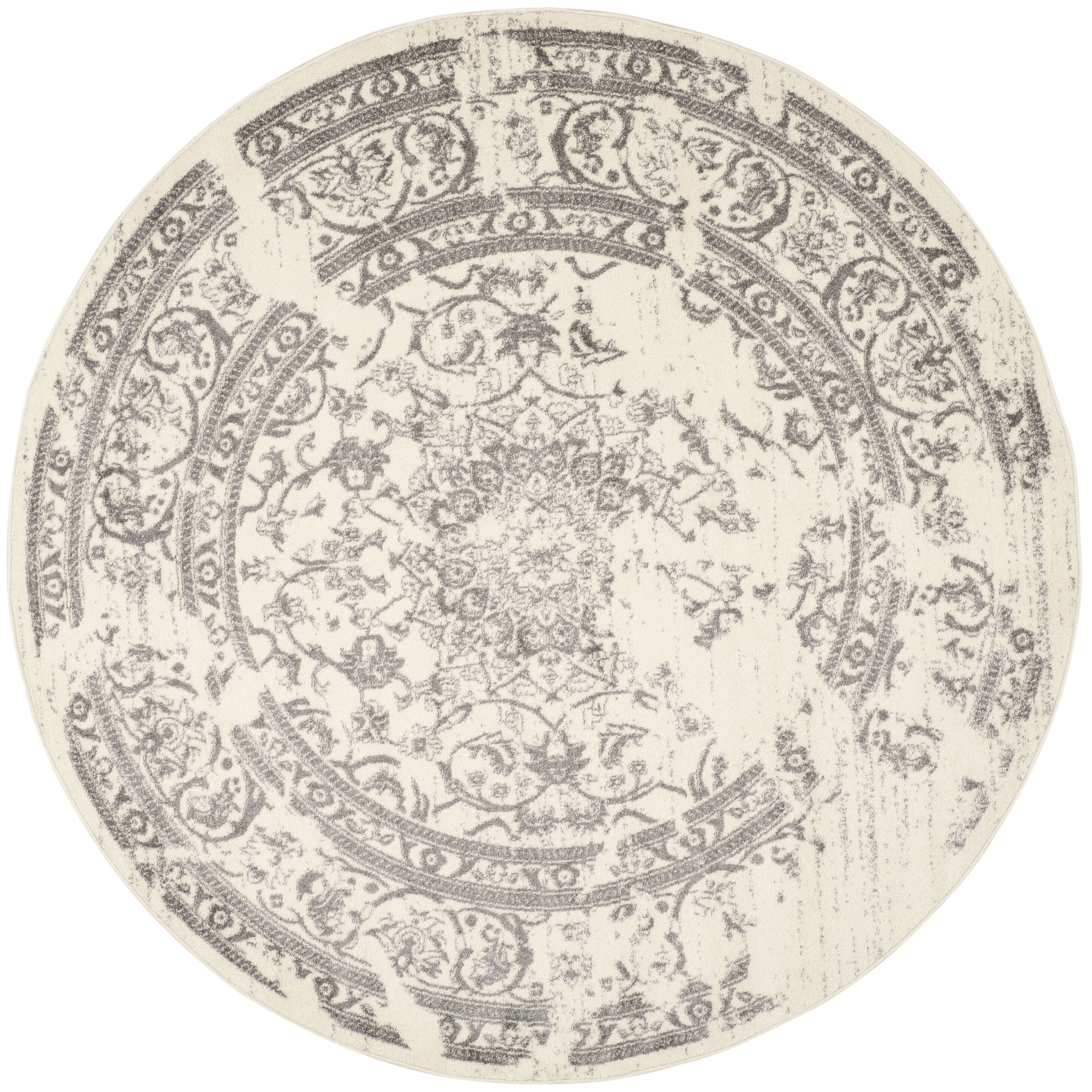 Safavieh ADR101B-10R Adirondack Plaza 10 x 10 (ft) Loomed Polypropylene Ivory/Silver Round Indoor Distressed/Overdyed Vintage Area rug