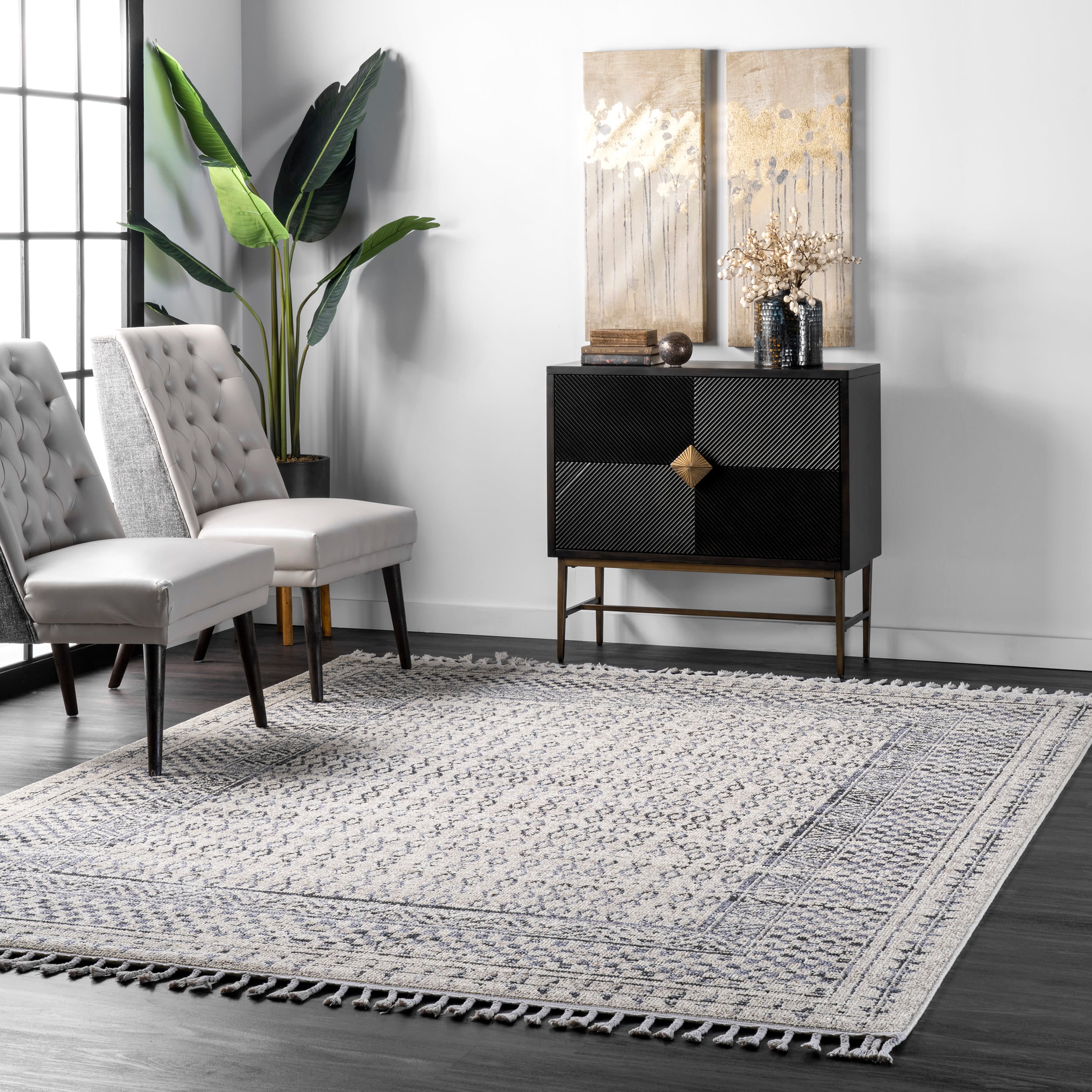 Ivory Diamond Braided Reversible Synthetic Rug, 2' x 4'