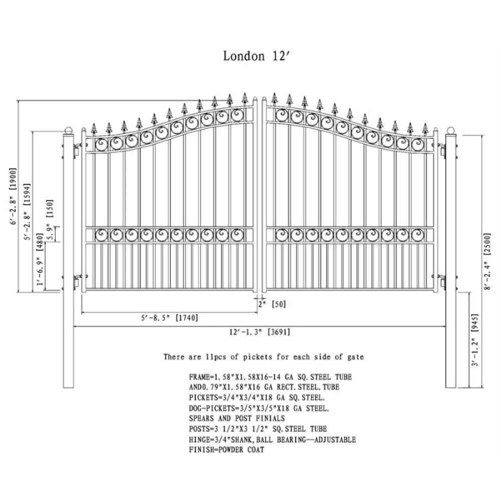 ALEKO 12-ft x 6-ft Black Galvanized Steel Driveway Gate in the Driveway ...