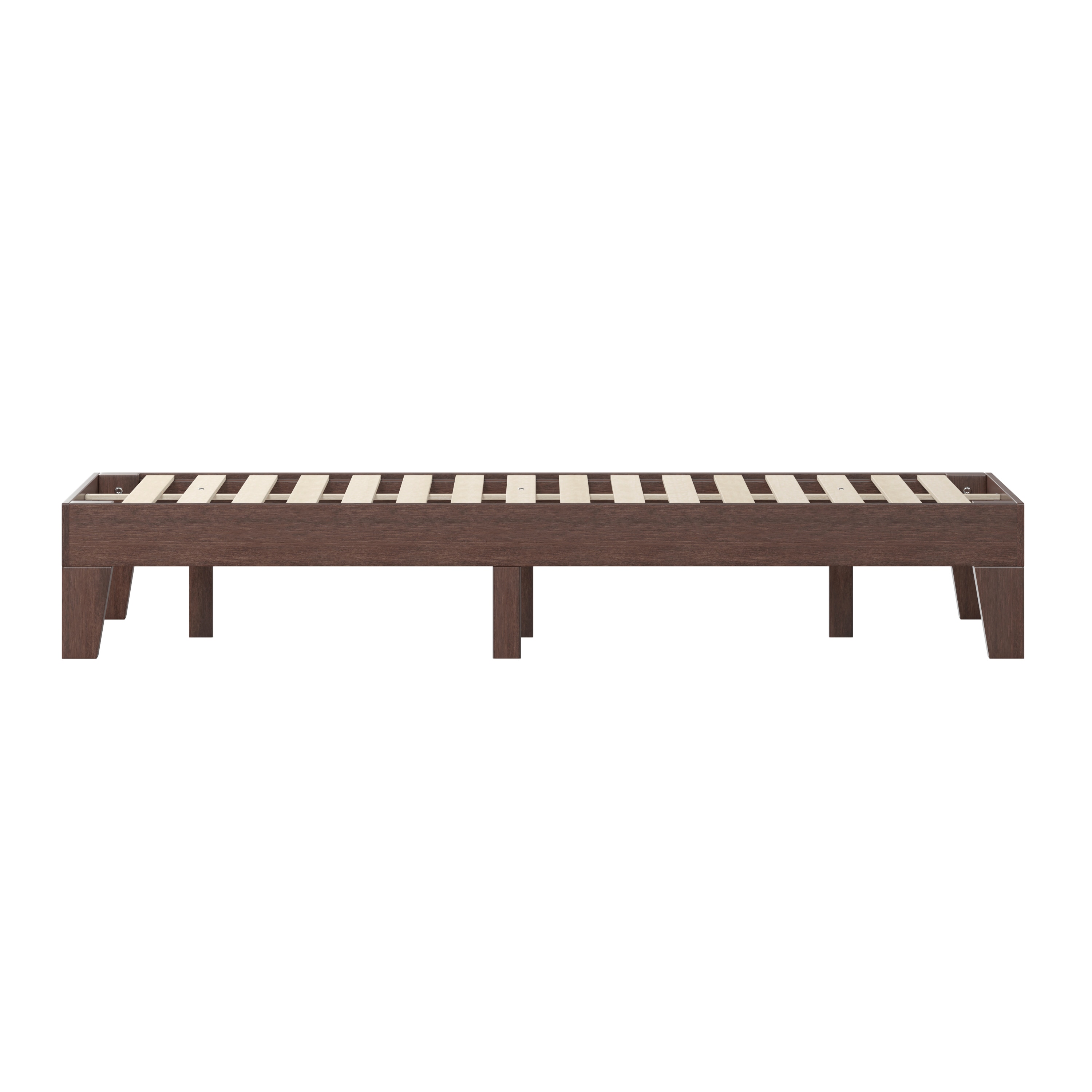 Evelyn Walnut Finish Full Wooden Platform Bed with Slats