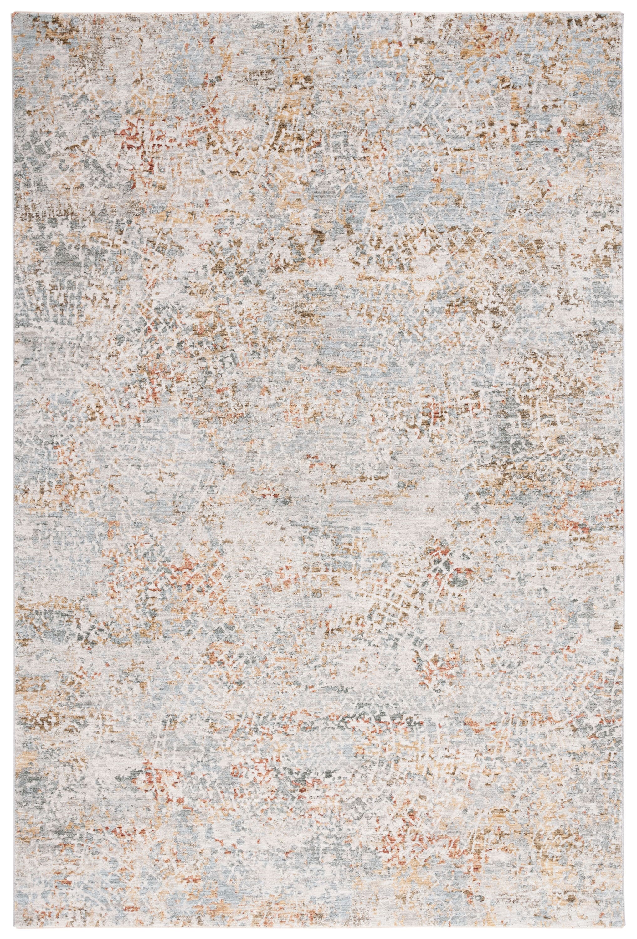 Elysian Blue & Gold Hand-Knotted 5'3" x 7'6" Synthetic Area Rug