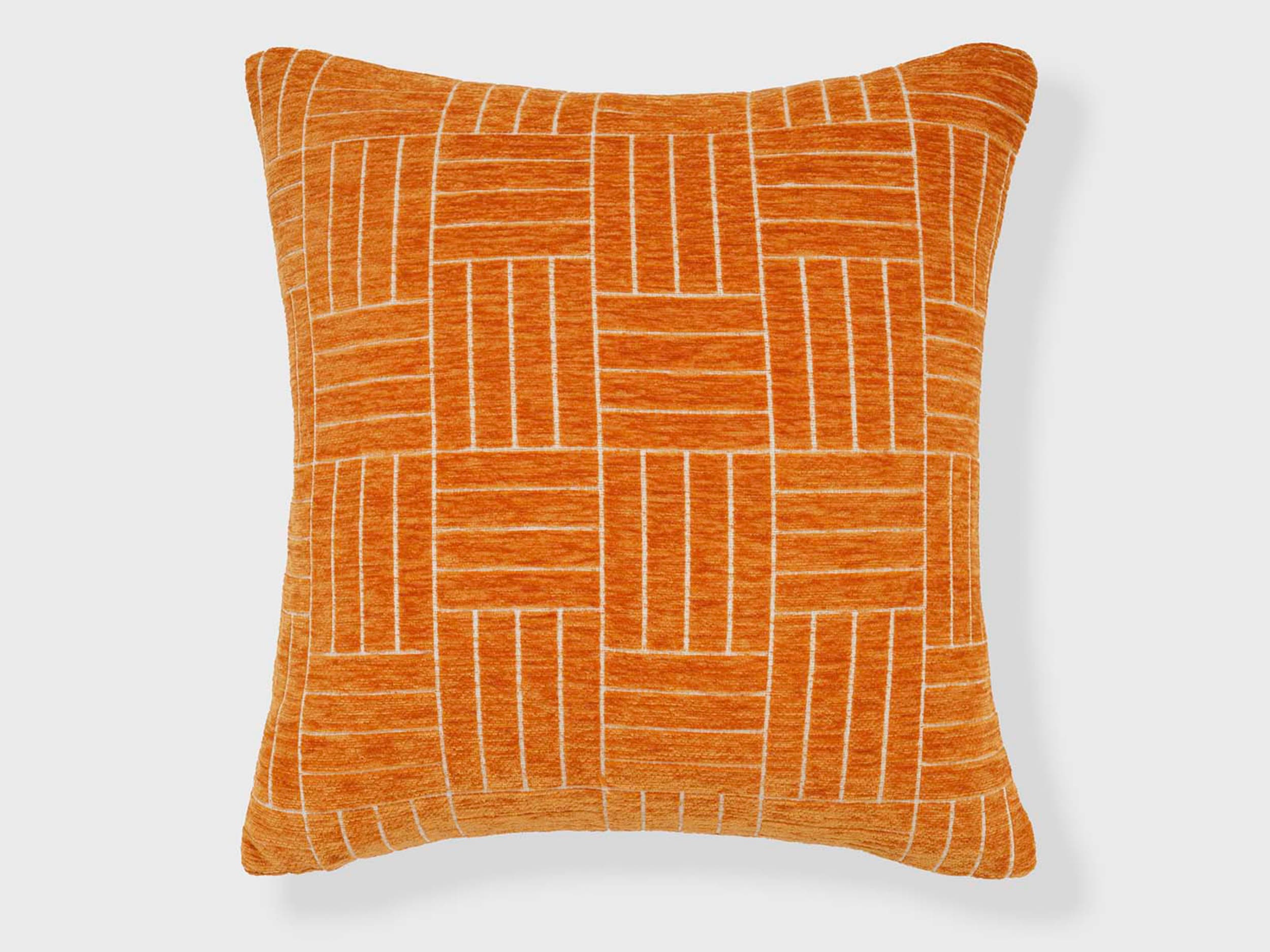 FRESHMINT 202004C30 Oberon Staggered Stripe 18-in x 18-in Bronze Orange Square Indoor Decorative Pillow