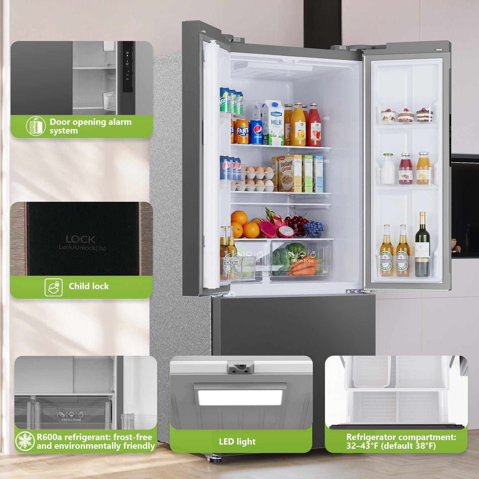 COWSAR LSRW-43695RLR0 French-Door-Refrigerators - View #3