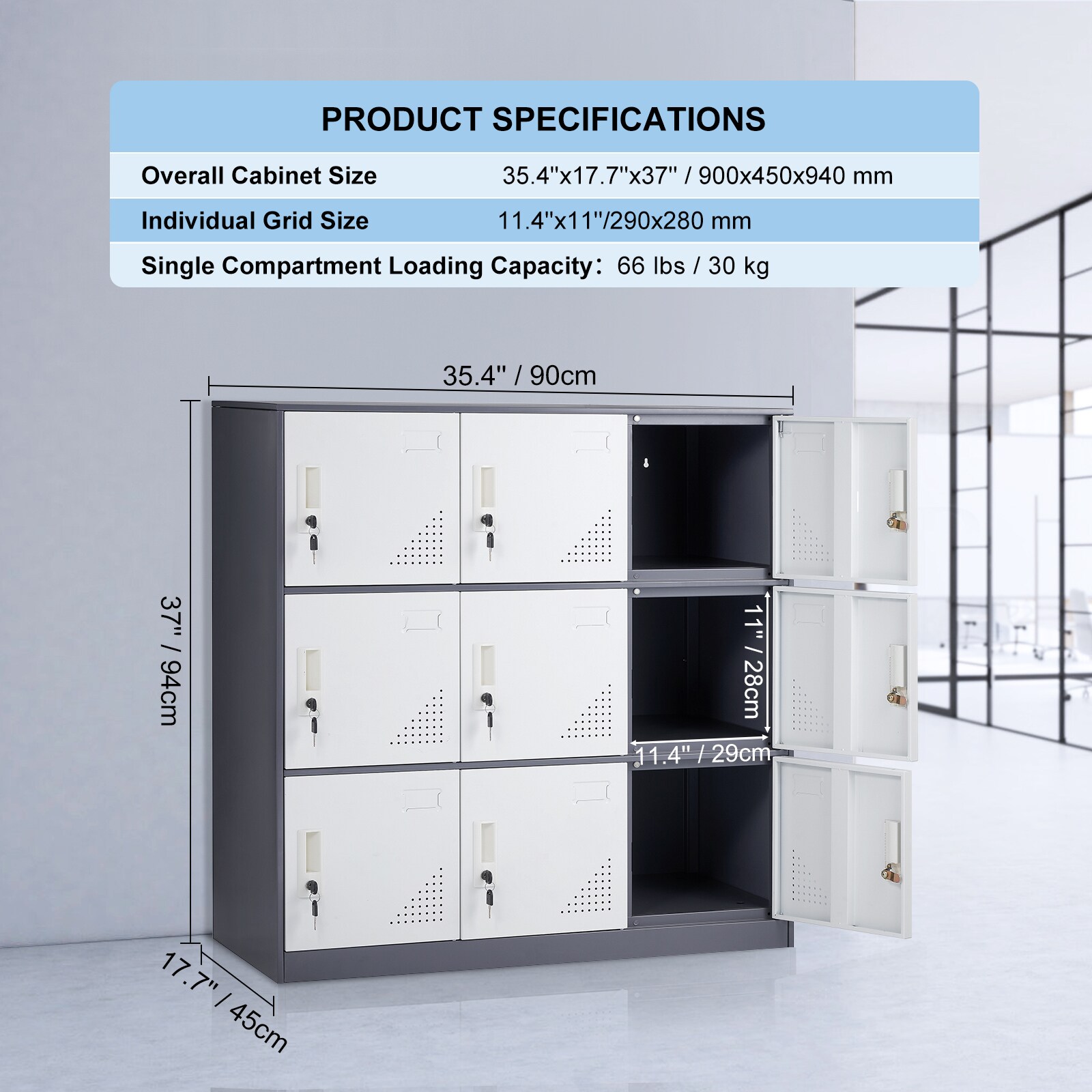 GIVIMO 9-Door Metal Storage Locker with Card Slot and Keys - 66-lb Per ...