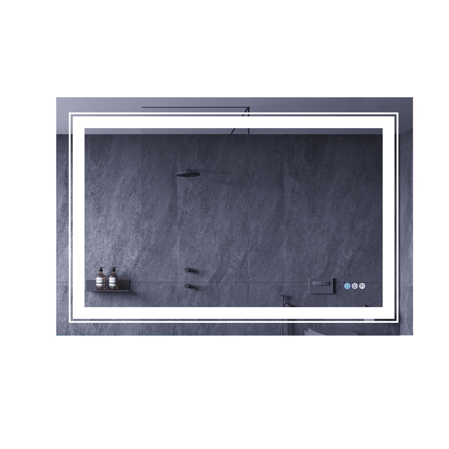 CASAINC EXC4-48X36 40-Inches x 30-Inches Beveled Frameless Rectangular Dimmable Lighted Fog Free Bathroom Vanity Mirror ( Color )