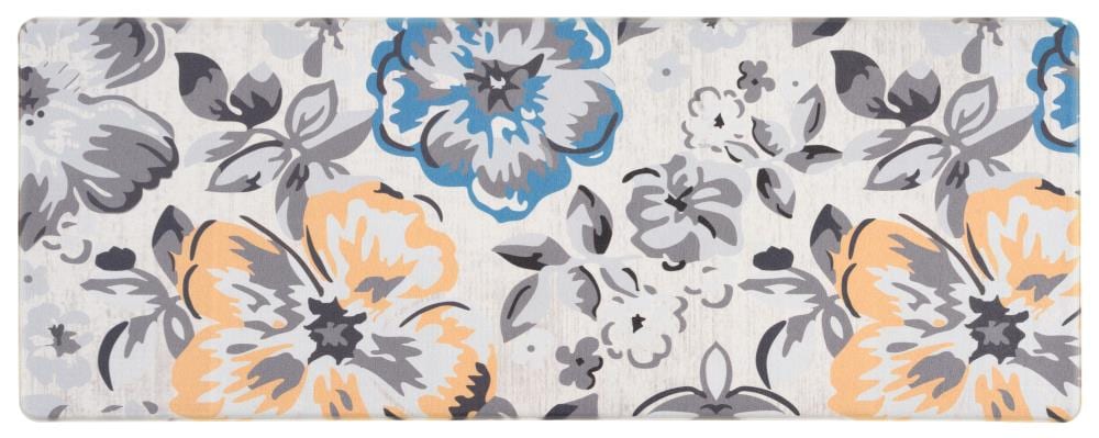 Cream Floral Anti-Fatigue Kitchen Mat 18" x 47"