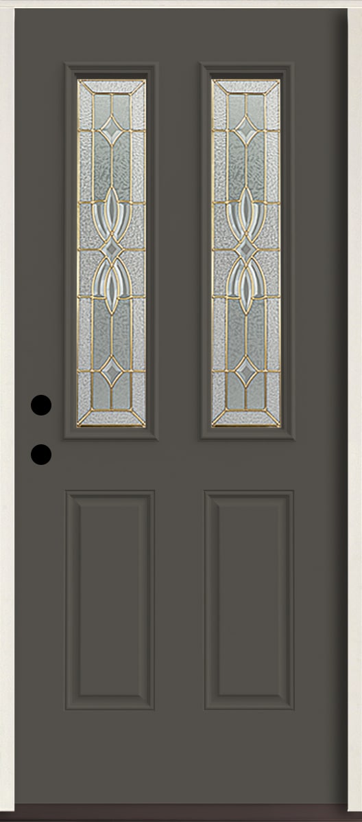 American Building Supply LO964265 Laurel 36-in x 80-in x 4-5/8-in Fiberglass Twin lite Right-hand inswing Thunder Gray Paint Painted Prehung Front Door Insulating core