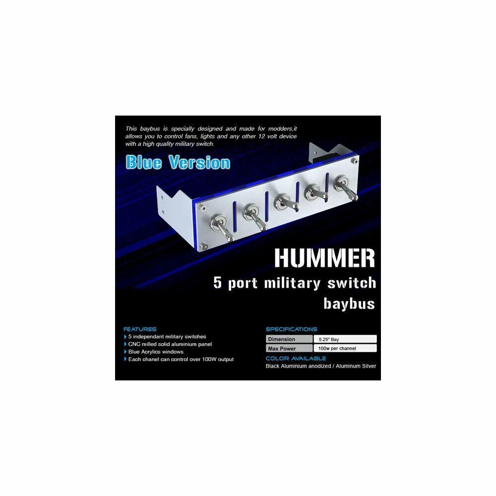  1PCR004 Lamptron 832-100-04 Hummer 5-Channel 12VDC Device Controller, 100W Per Channel, Silver Bezel with Blue Acrylic Insert