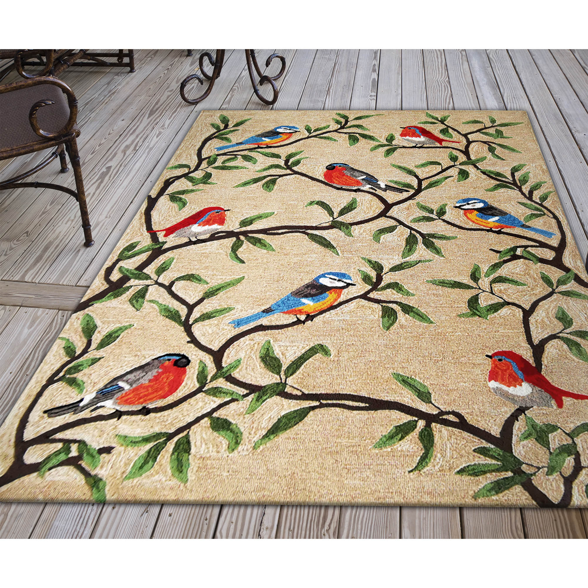 Liora Manne RVL46227012 Ravella 4 x 6 (ft) Tufted Polypropylene Natural Rectangular Indoor/Outdoor Floral/Botanical Farmhouse/Cottage Area rug