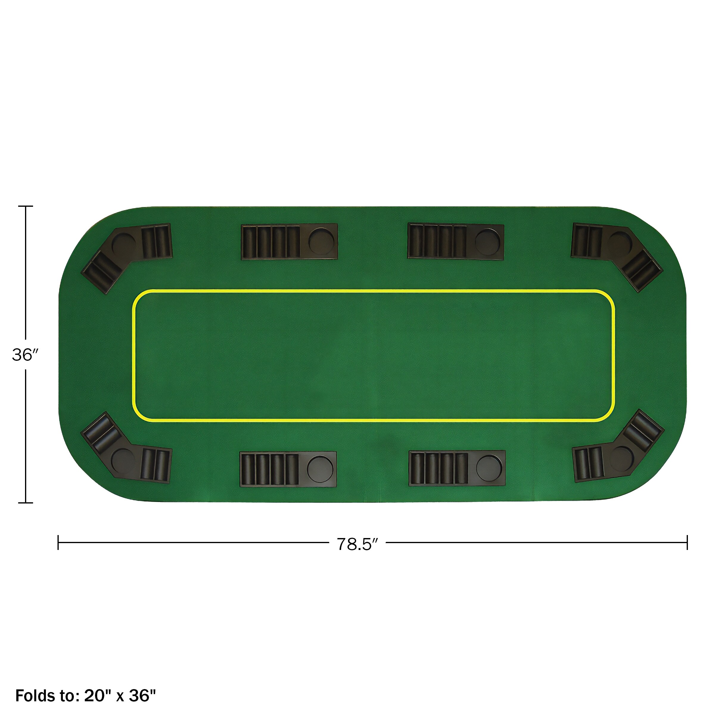 Green Oval 8-Player Folding Poker Table Topper with Chip Trays