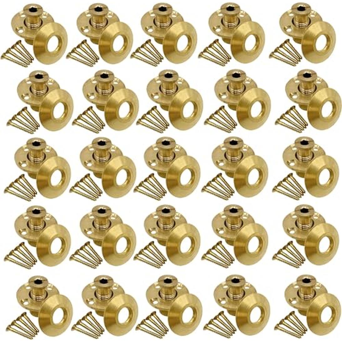 Poolzilla WOOD-ANCHOR-25PK 25 PCS Brass Pool Safety Cover Brass Anchor with Collar for Wood Decks