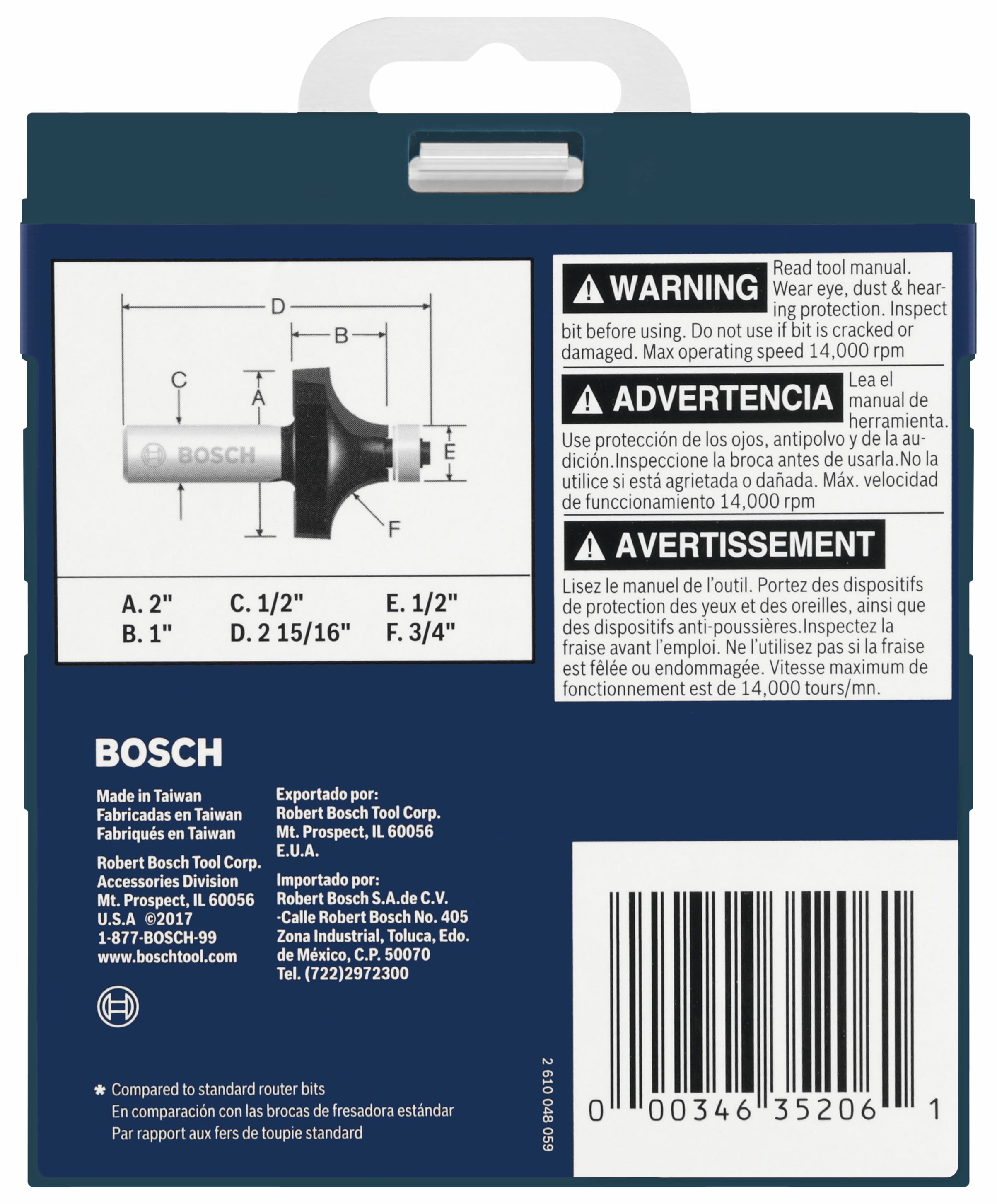 Bosch 3/4-in Carbide-Tipped Roundover Router Bit in the Edge