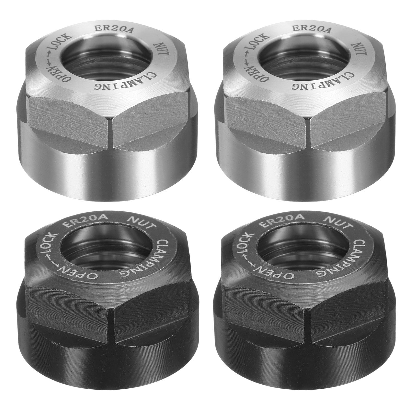 Unique Bargains - 4pcs ER20-AM25 Type Collet Clamping Nut with Dynamic Balance Holes 40Cr Alloy S...