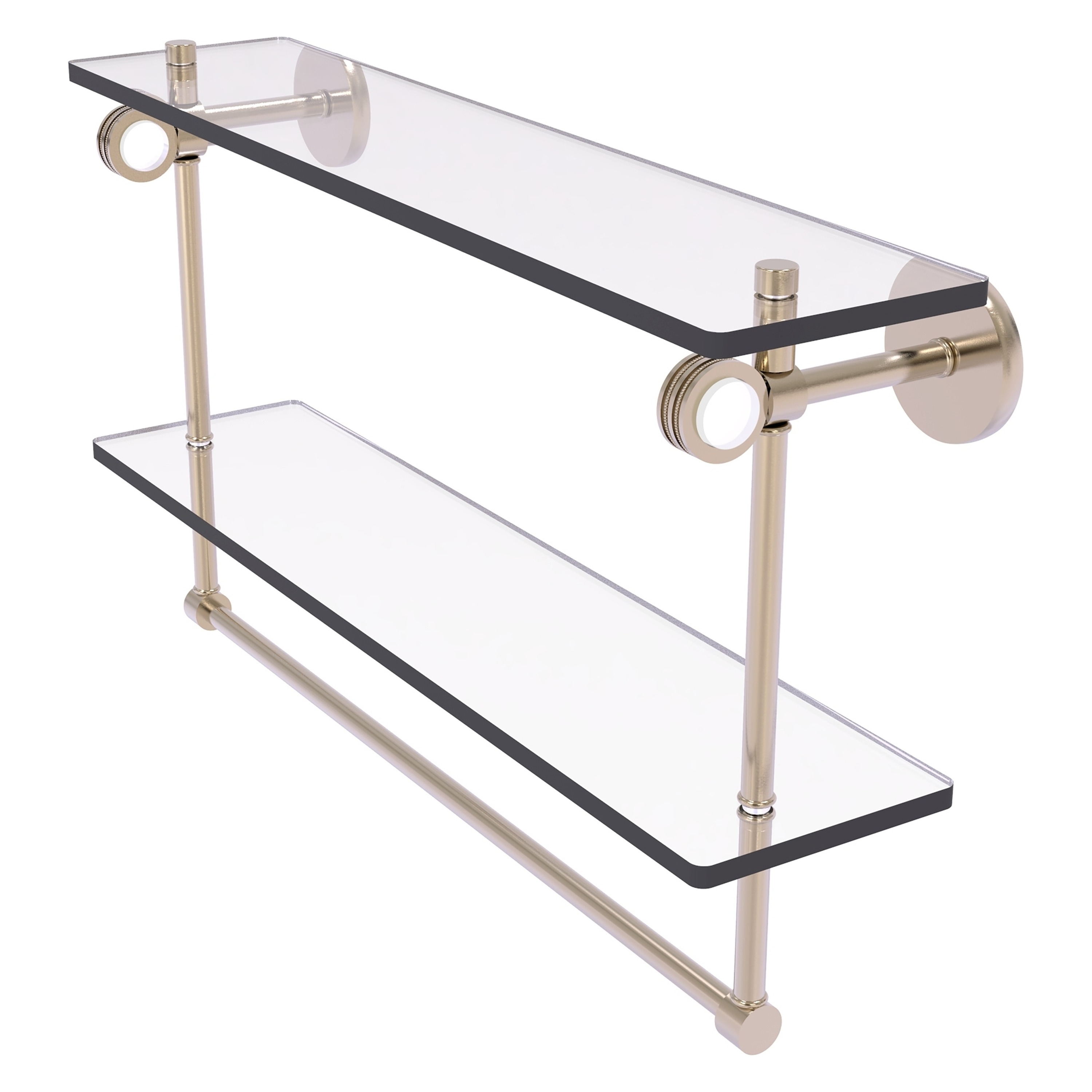 Allied Brass CV-2TBD-22-PEW Clearview Antique Pewter 2 -Tier Wall mount Bathroom Shelf ( 22-in x 12.8-in x 5-in )