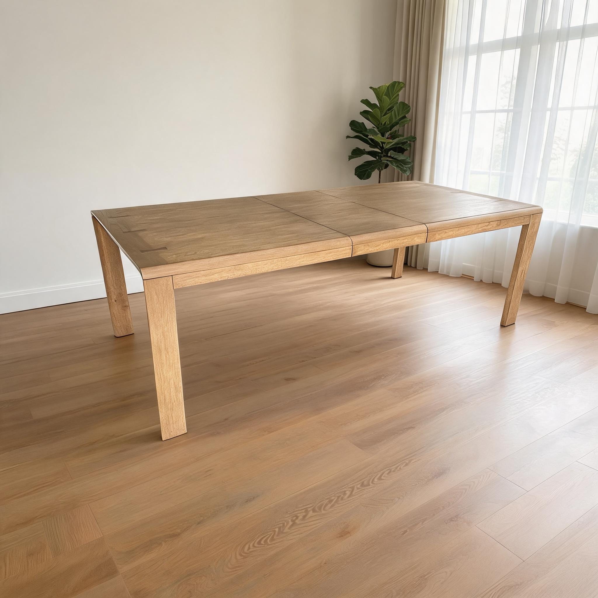 Watnature Extendable Dining Table Modern Extra Seating Classic Brown Solid Wood Elm Veneer for Indoor Dining #FXM9OSC6YJGO