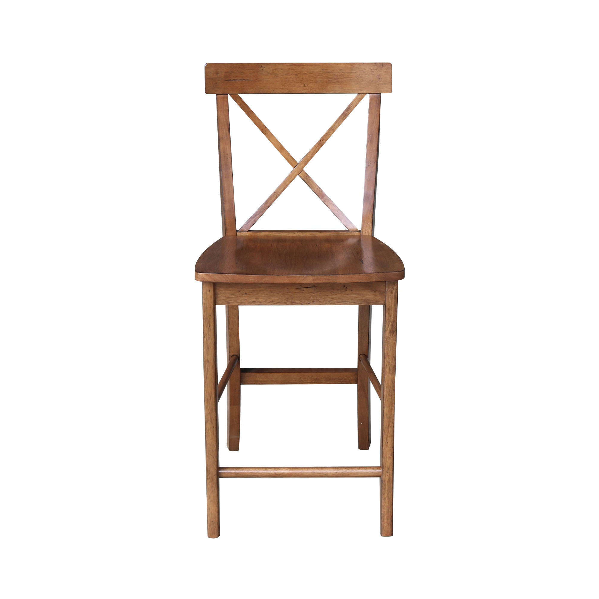 Distressed Oak 24" X-Back Counter Height Stool