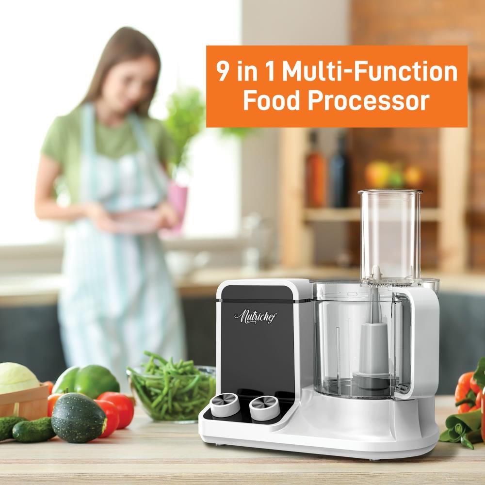 NutriChef 9-Cup White 6-Blade Food Processor at