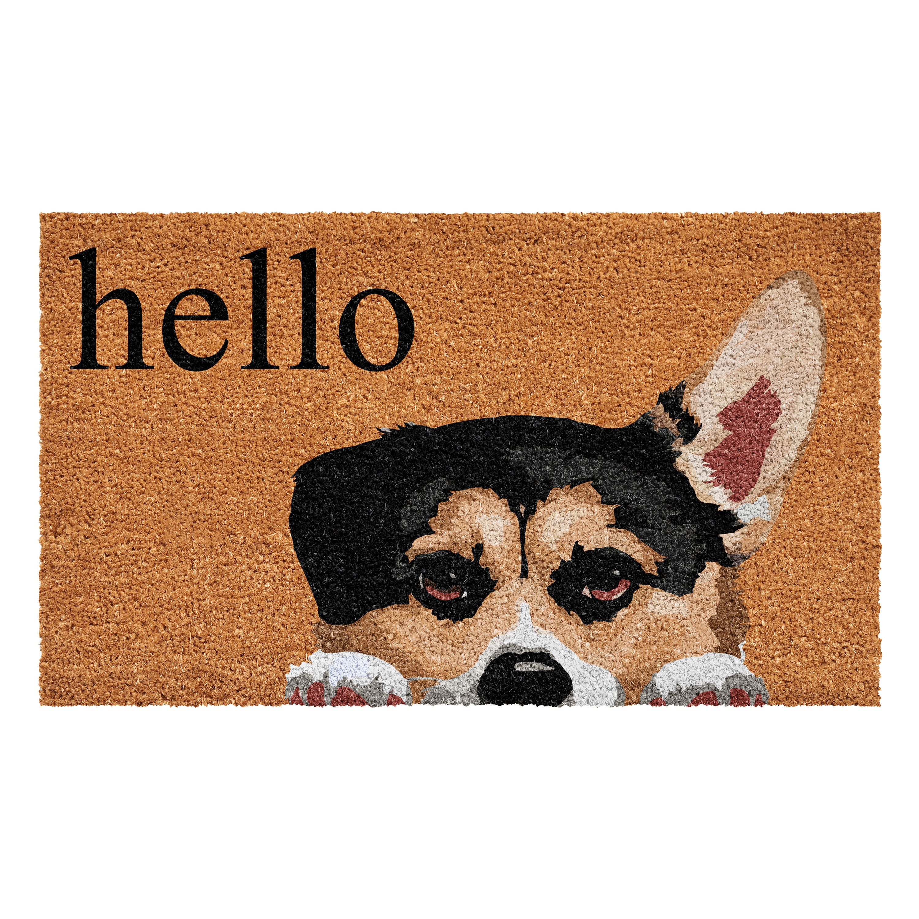 Callowaymills 109532436 24-in x 36-in Natural, Black Coir/Vinyl Non-Slip Grip Indoor or outdoor Decorative Hello Door Mat