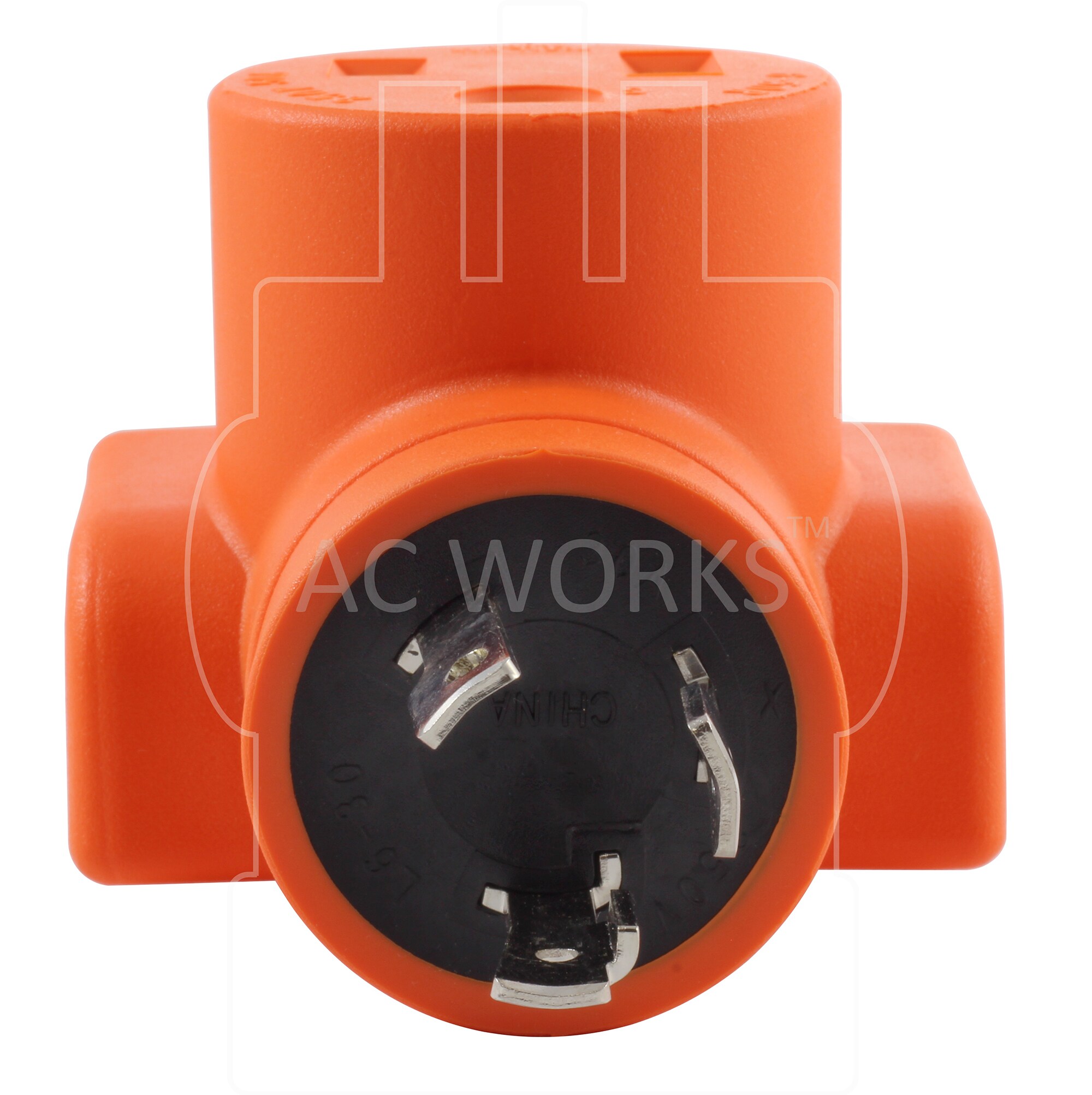 AC WORKS NEMA 6-30 Male Plug to NEMA 6-20 Female Connector 20-Amp 3-wire  Grounding Single To Single Orange Basic Elbow Adapter in the Adapters &  Splitters department at