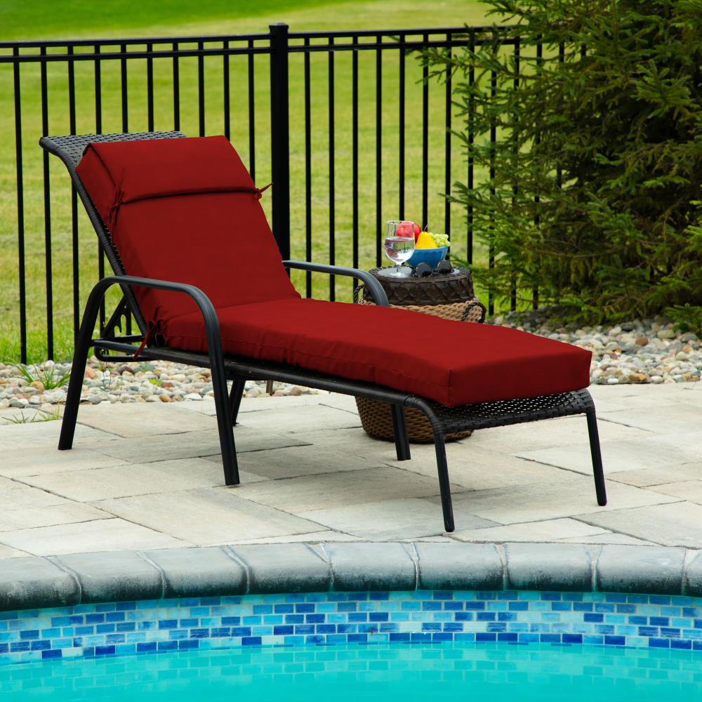 Allen Roth 48 In X 21 In Madera Linen Dark Cherry Patio Chaise Lounge Chair Cushion In The 7136