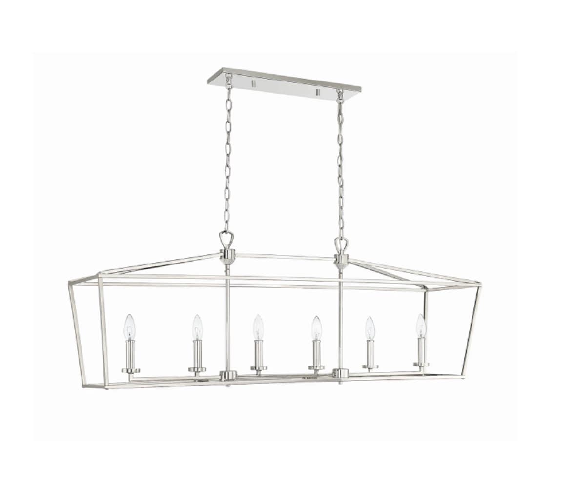 Signature Hardware 440562 Hillpoint 6-Light Polished Nickel Transitional Linear Large Hanging Pendant Light
