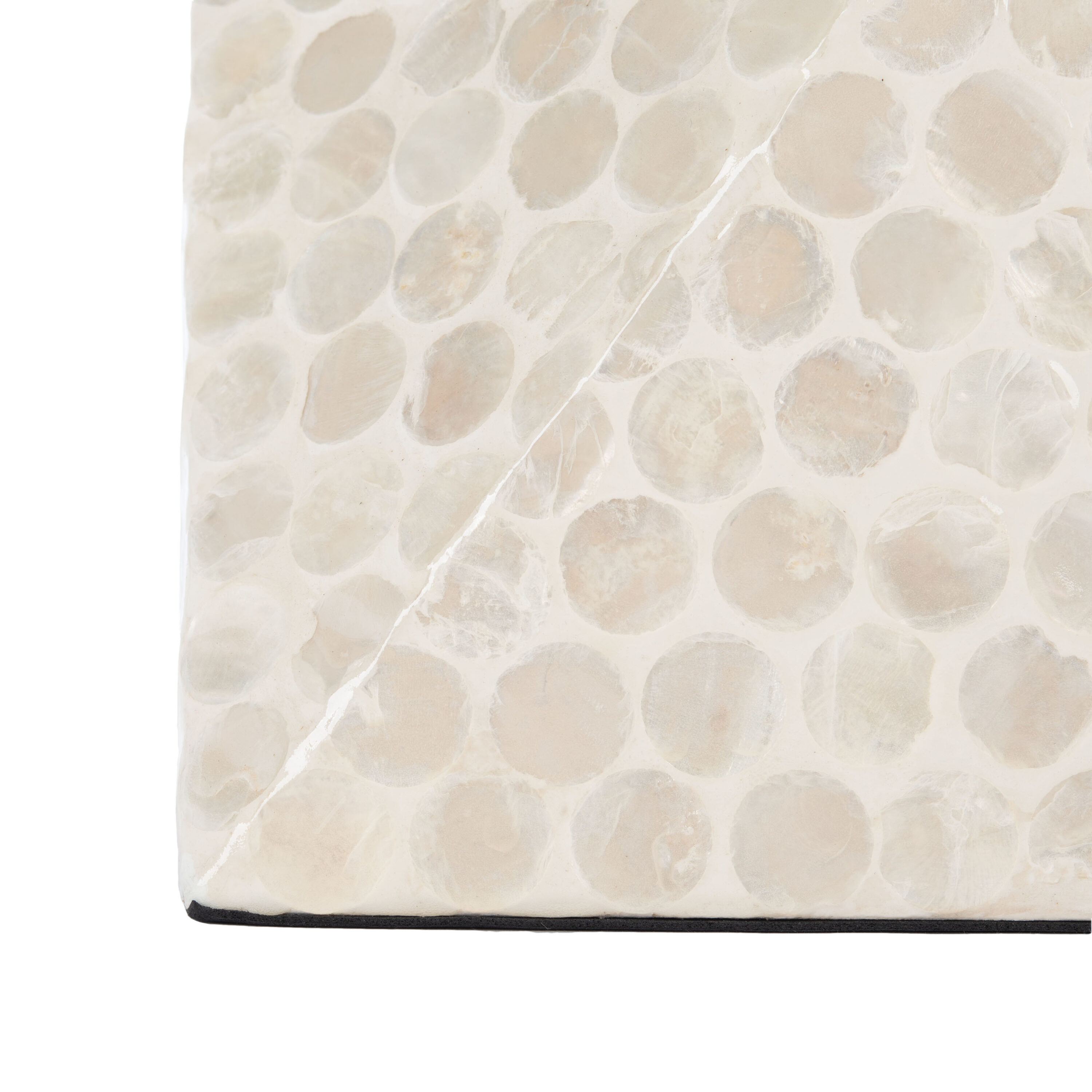 Milan Abstract White 21" Wood Accent Table with Capiz Shell Inlay