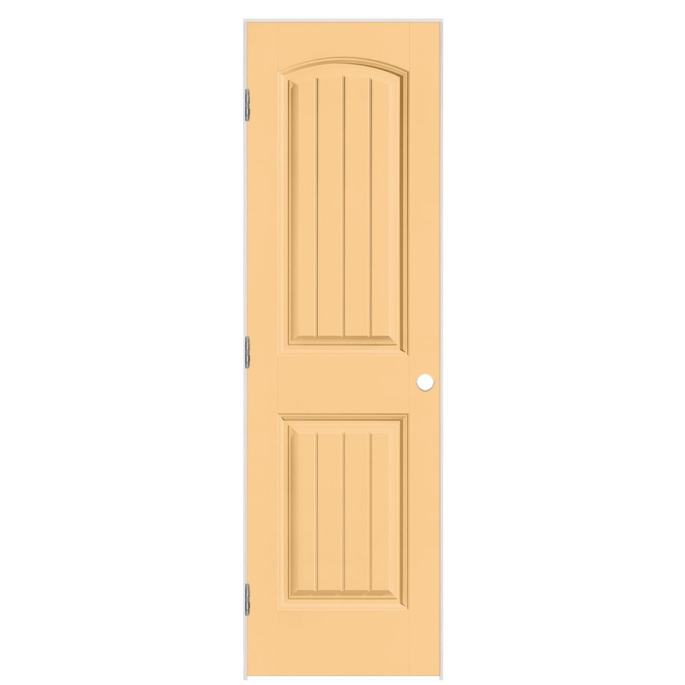 Masonite 1443796 24-in x 80-in Marigold Solid core 2-panel round top plank Right hand Smooth Prefinished Molded composite Flat Jamb Single Prehung Interior Door