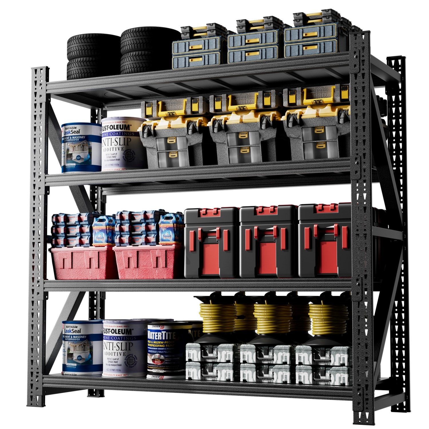 Cuschoice 71-in W x 23.7-in D x 69-in H Heavy Duty 5000LBS Industrial Shelving Unit Adjustable Metal Garage Storage Rack #LSWJH-3-HUO