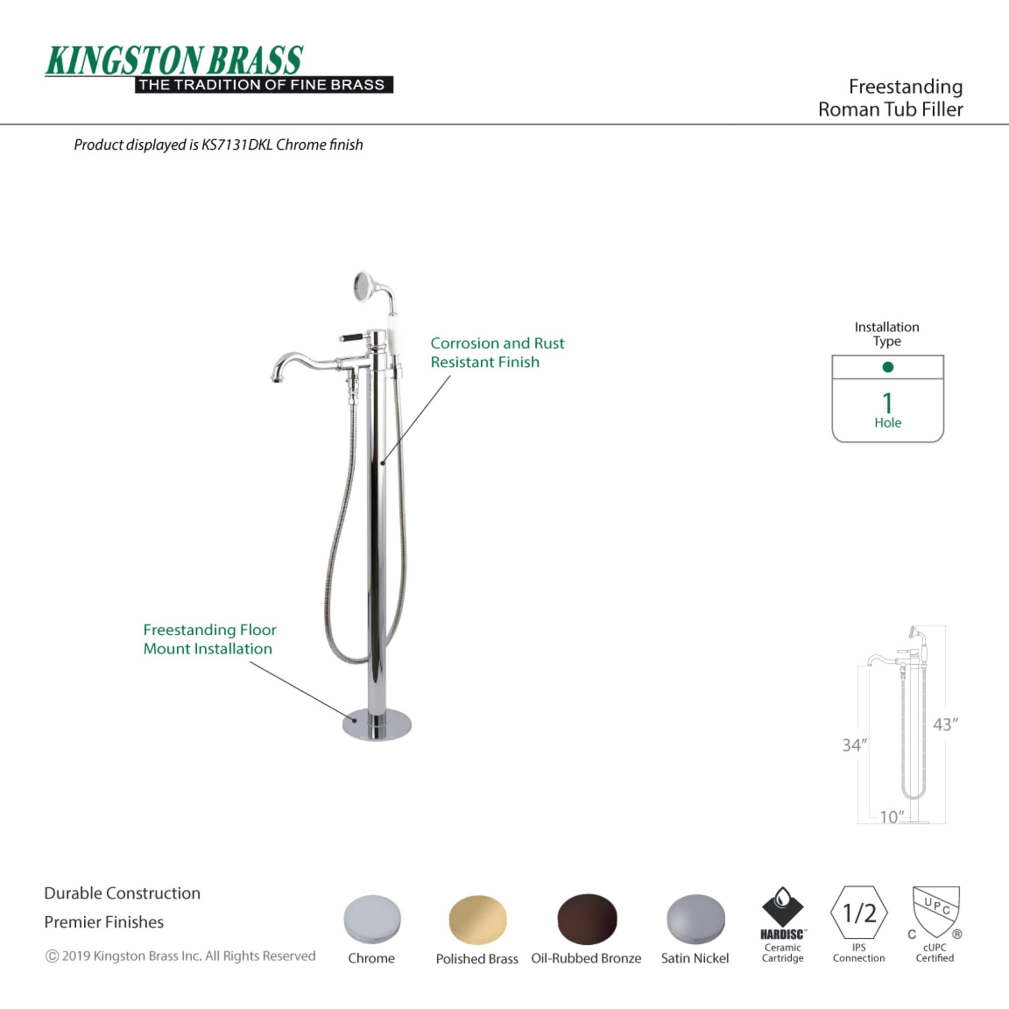 Kingston Brass WLKS7132DKL Roman-Tub-Faucets - View #3