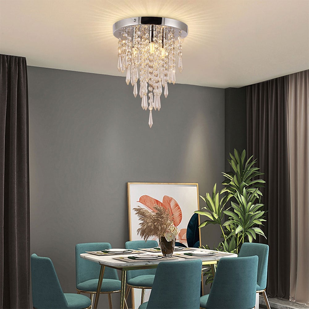 Oukaning HG-HCX-0483 9.8-in 3 -Light 9.8-in Polished Clear Flush Mount Light