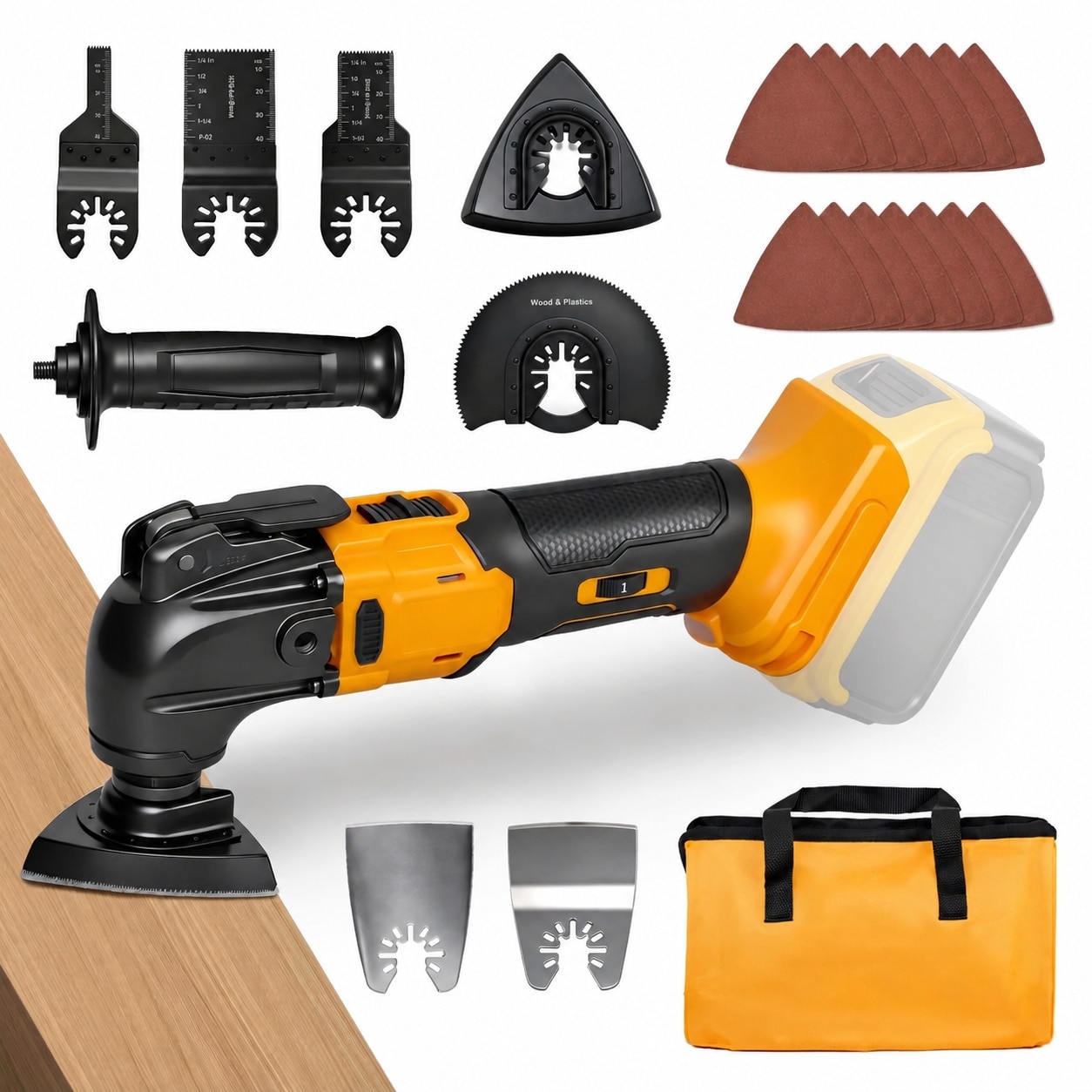 KHKFY Brushless Oscillating Tool Compatible with DeWalt 20V Max power cells 6 Variable Speed Cordless Multi Tool with Accessory Kit for Sanding #LKH0820H250