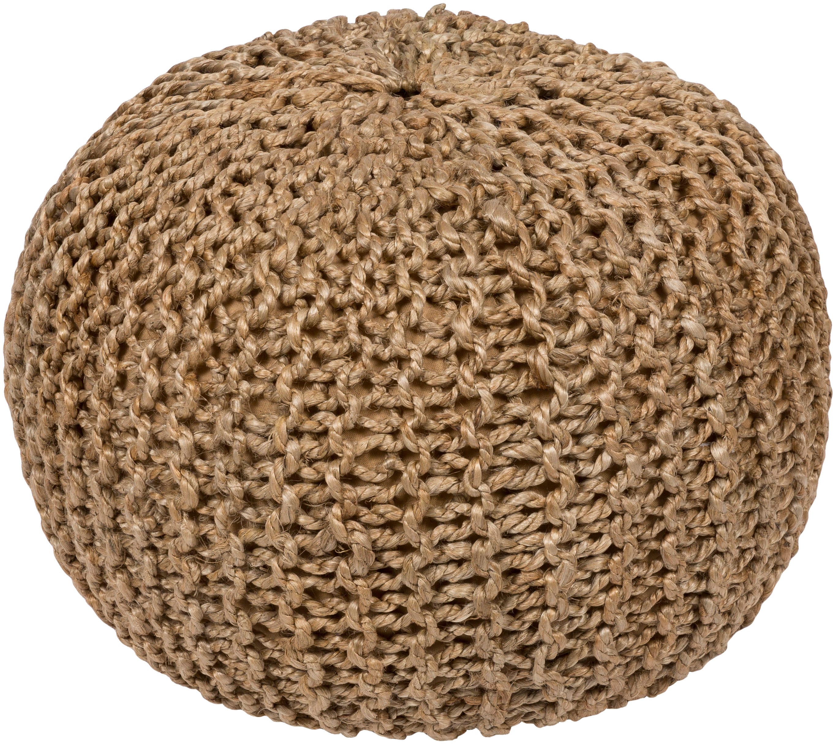 Livabliss BRPF-001 Bermuda Country Khaki Jute Round Ottoman