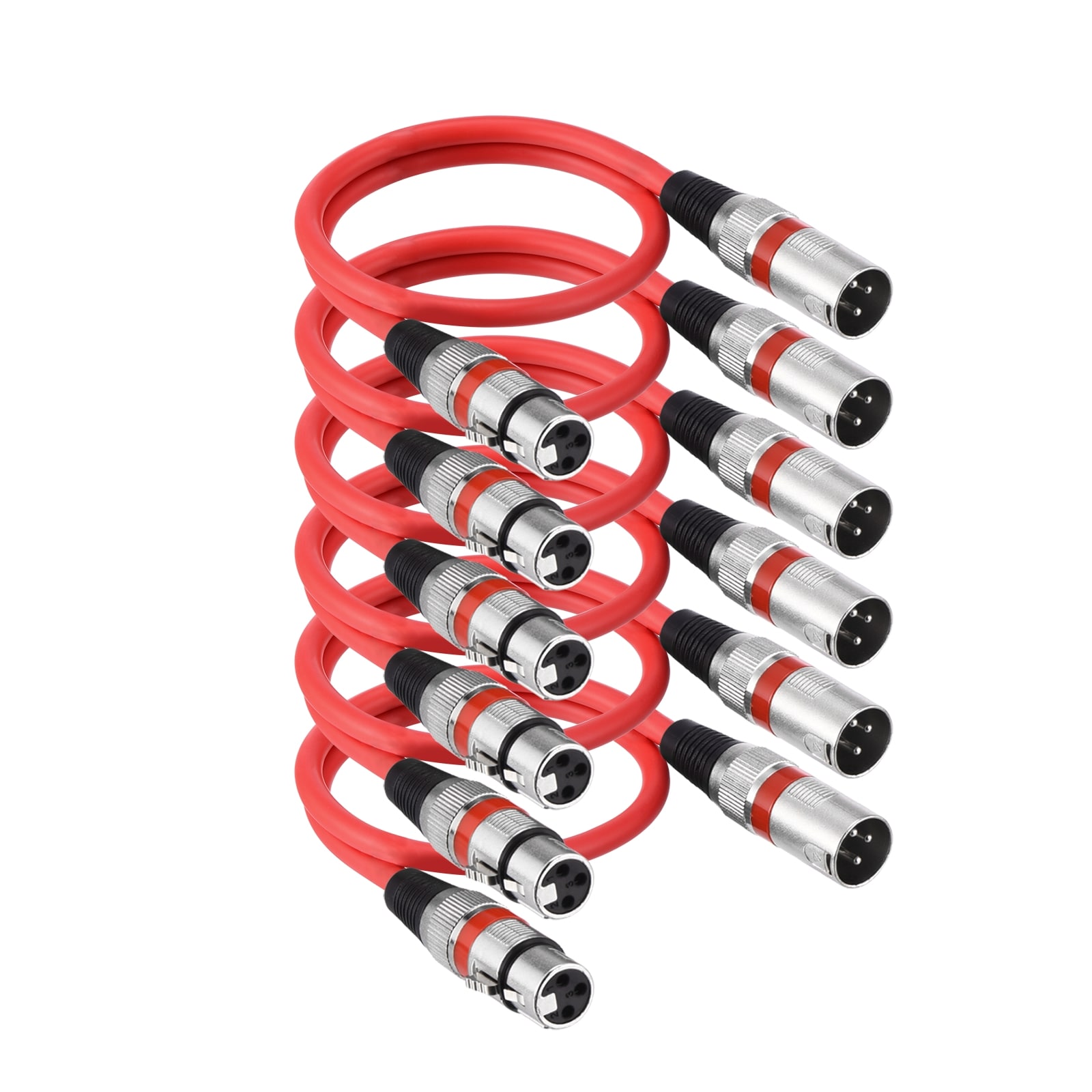 Unique Bargains 6pcs XLR Cables 1.5 ft Microphone Cable XLR Male to Female 3-pins Balanced Microphone Accessories Patch Speaker for Recording Studios Mixer Stage Lighting Performing Red