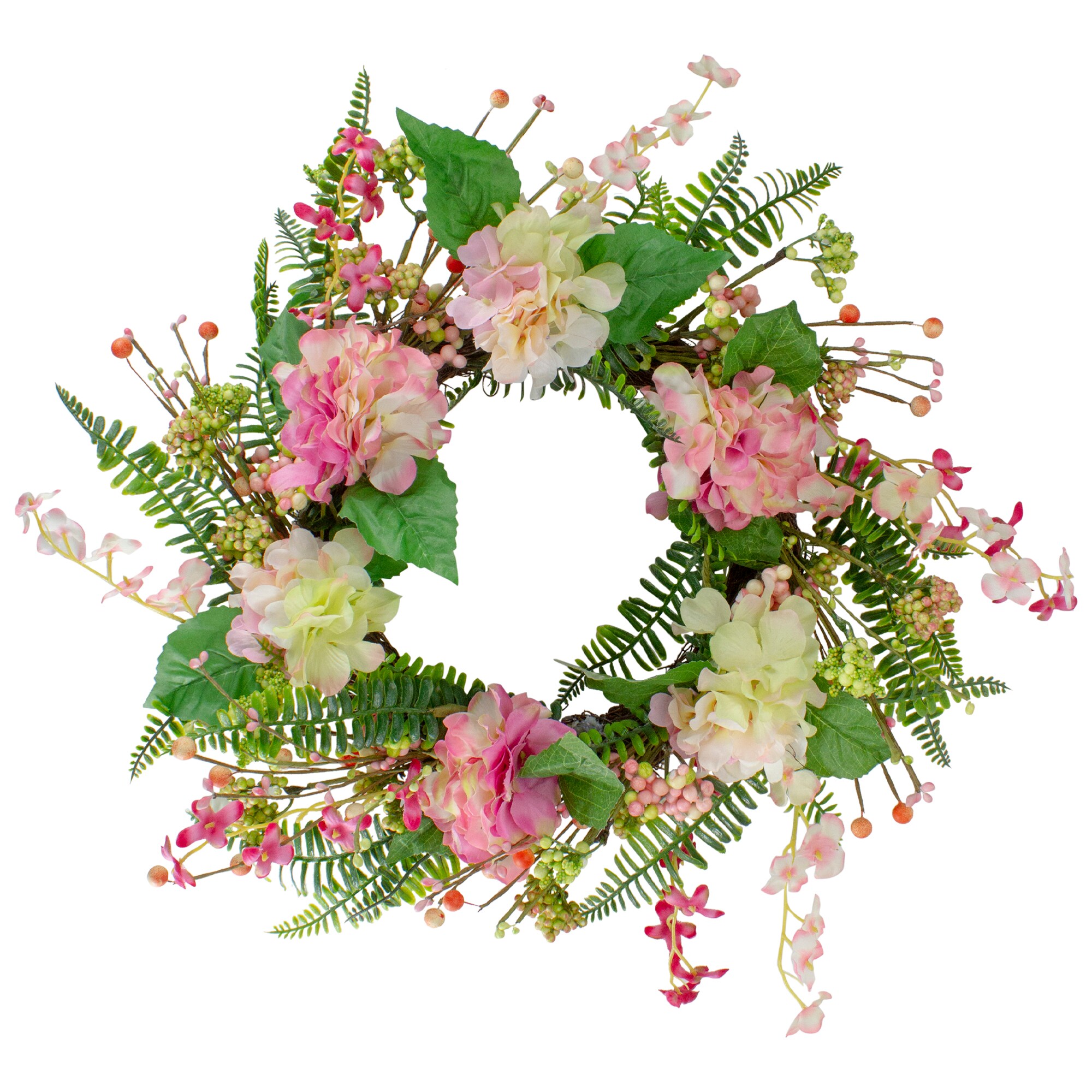 Northlight Hello Spring Pink Floral Hydrangea Wreath - 20 Inches ...
