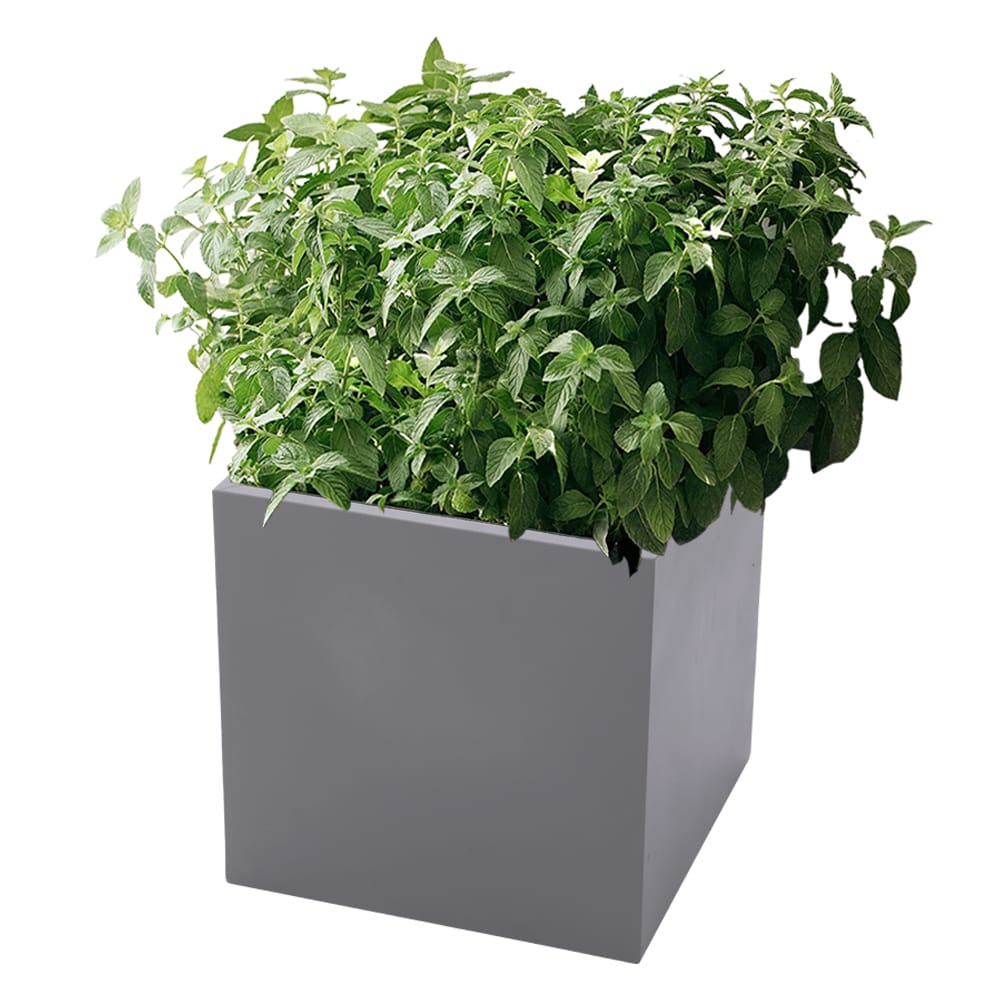 KHOMO GEAR GER-1184 Square 16.0-in W Medium Gray Metal Indoor/Outdoor Planter with Drainage Holes